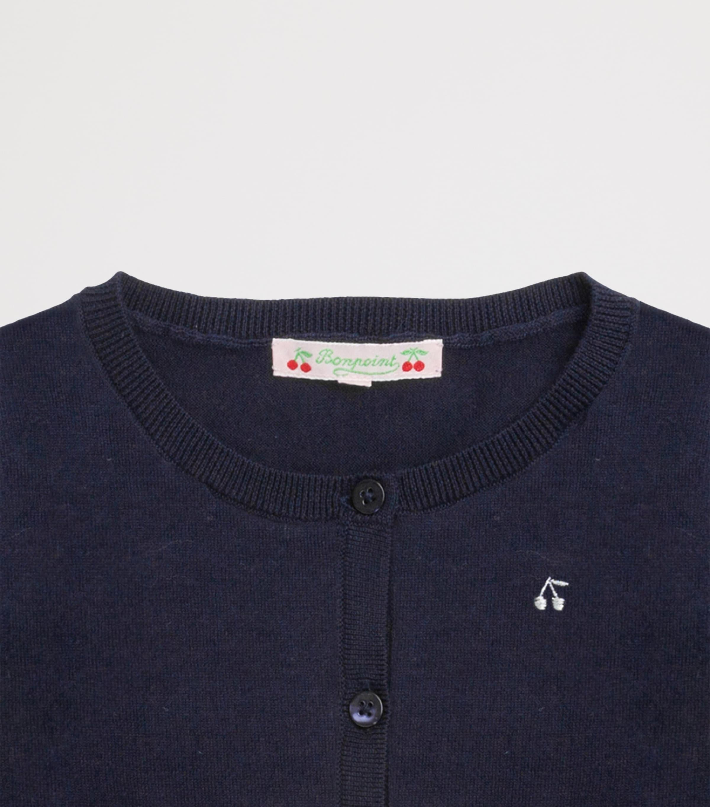Bonpoint Wool Embroidered Cardigan (10-12 Years) Upb Marine Image 3
