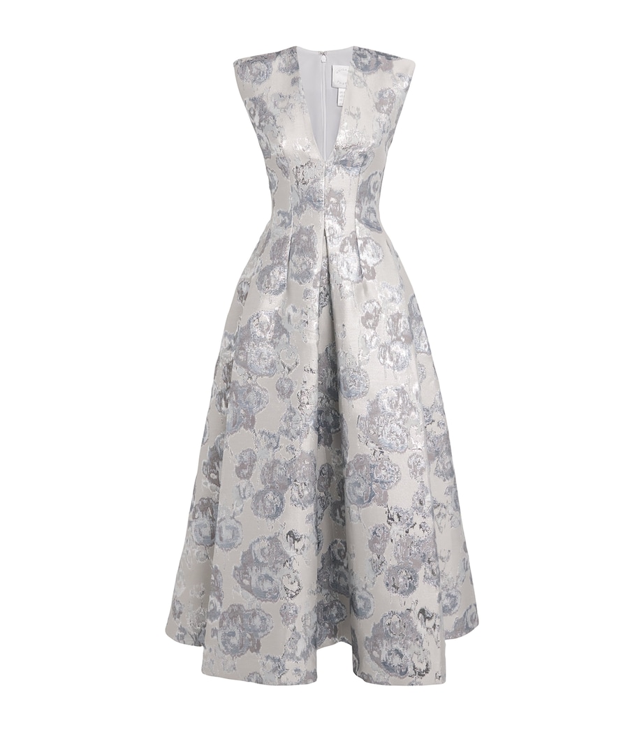 Metallic Jacquard Kyle Midi Dress SILVER Image 1