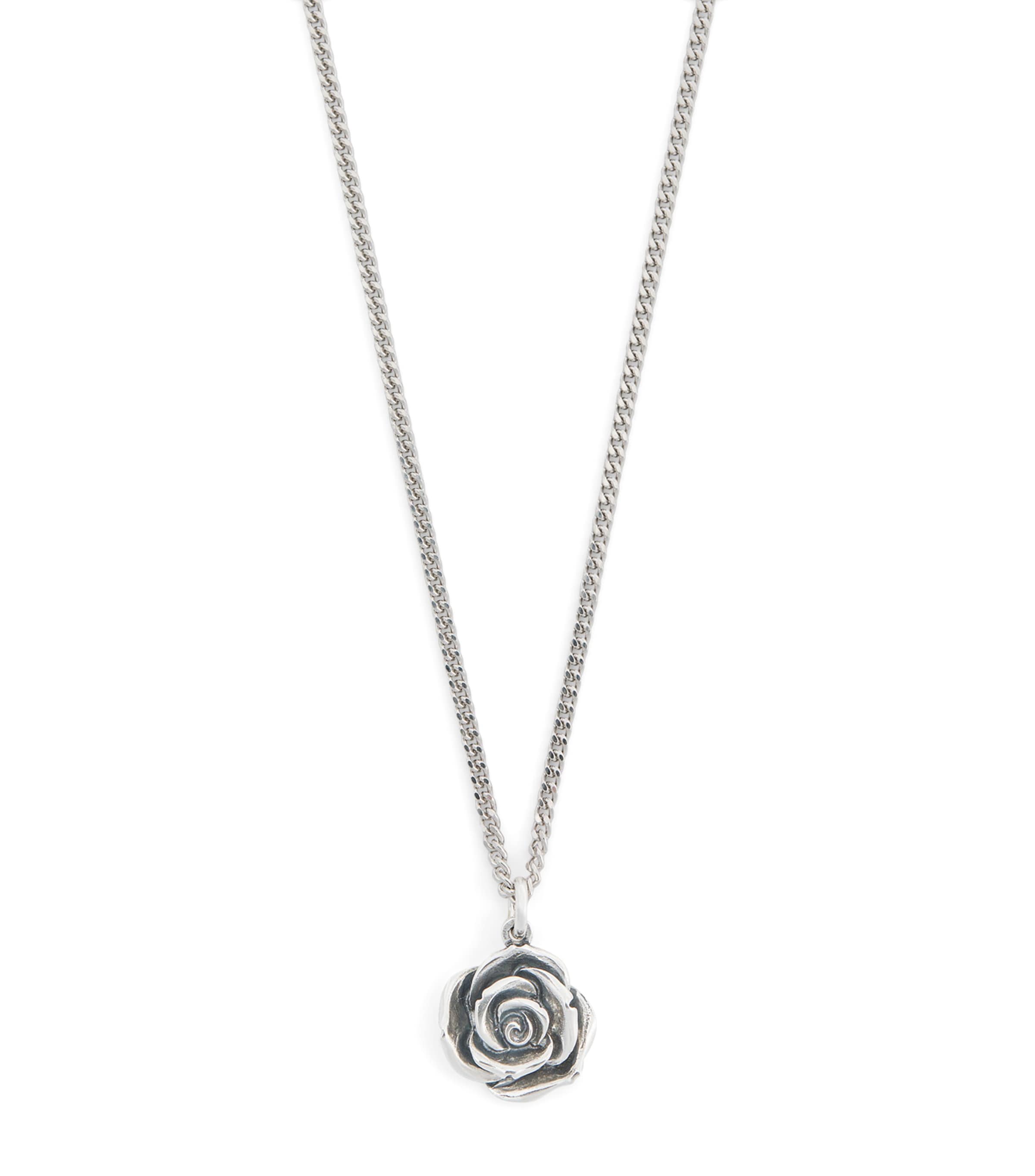 Emanuele Bicocchi Sterling Silver Rose Necklace In Gray