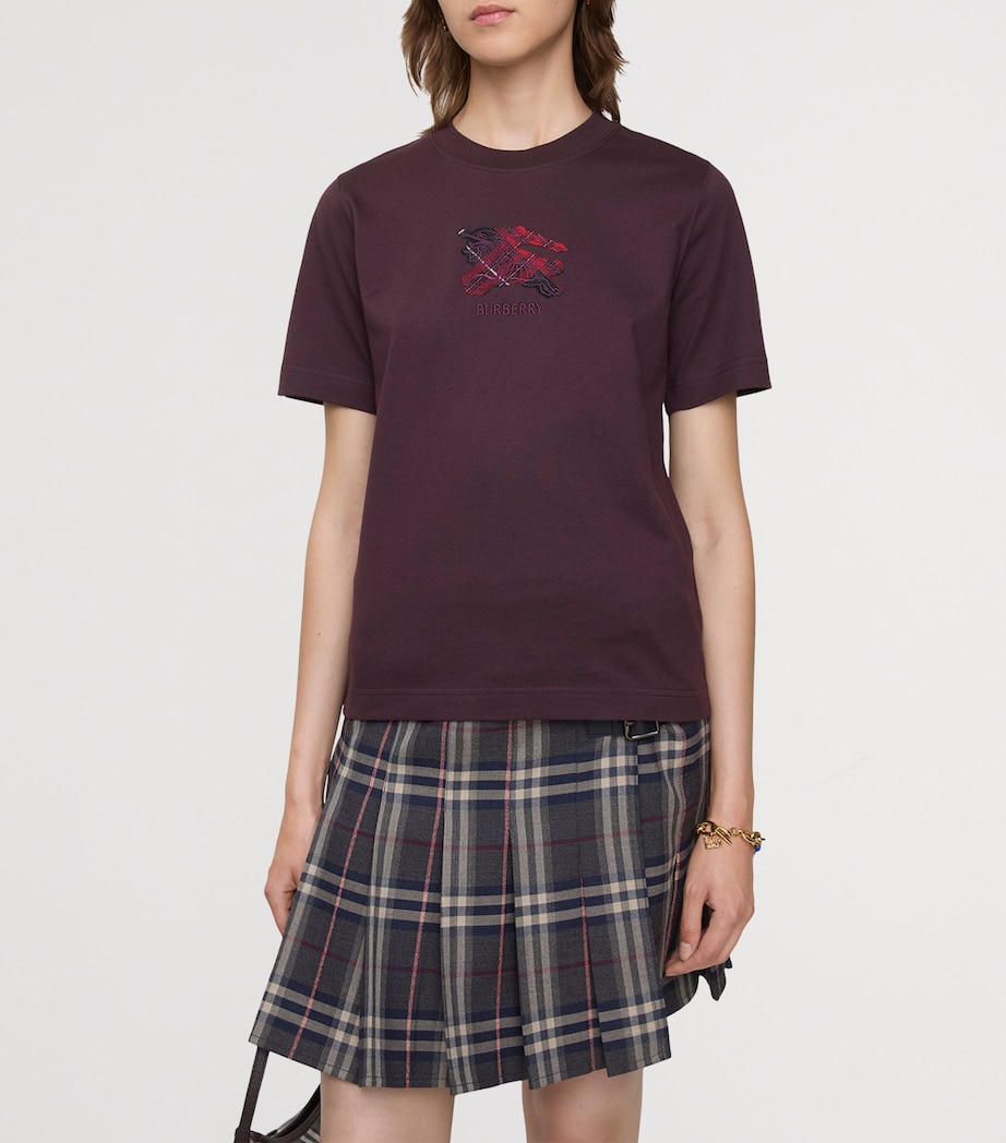 Cotton Check EKD T-Shirt WINE RED Image 2