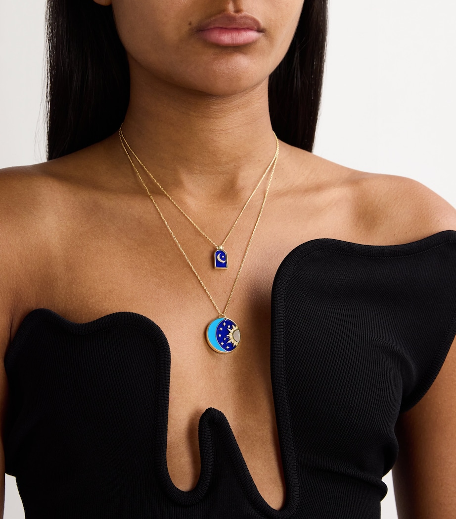 Yellow Gold, Diamond, Lapis and Turquoise Cosmic Love Necklace YELLOW GOLD Image 5