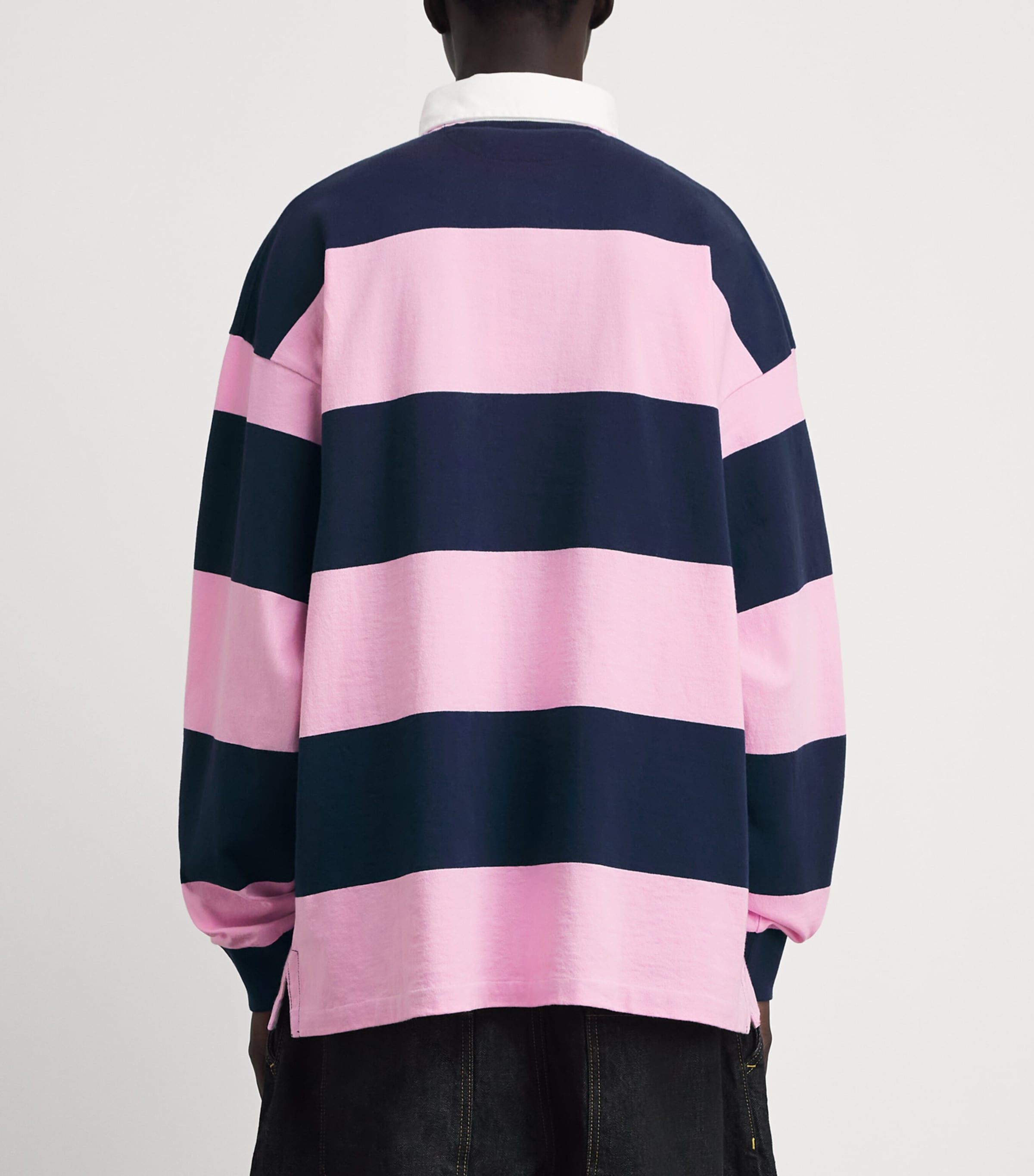 Polo Ralph Lauren Mens Cotton Stripe Rugby Shirt Carmel Pnk/nport Nvy Image 5