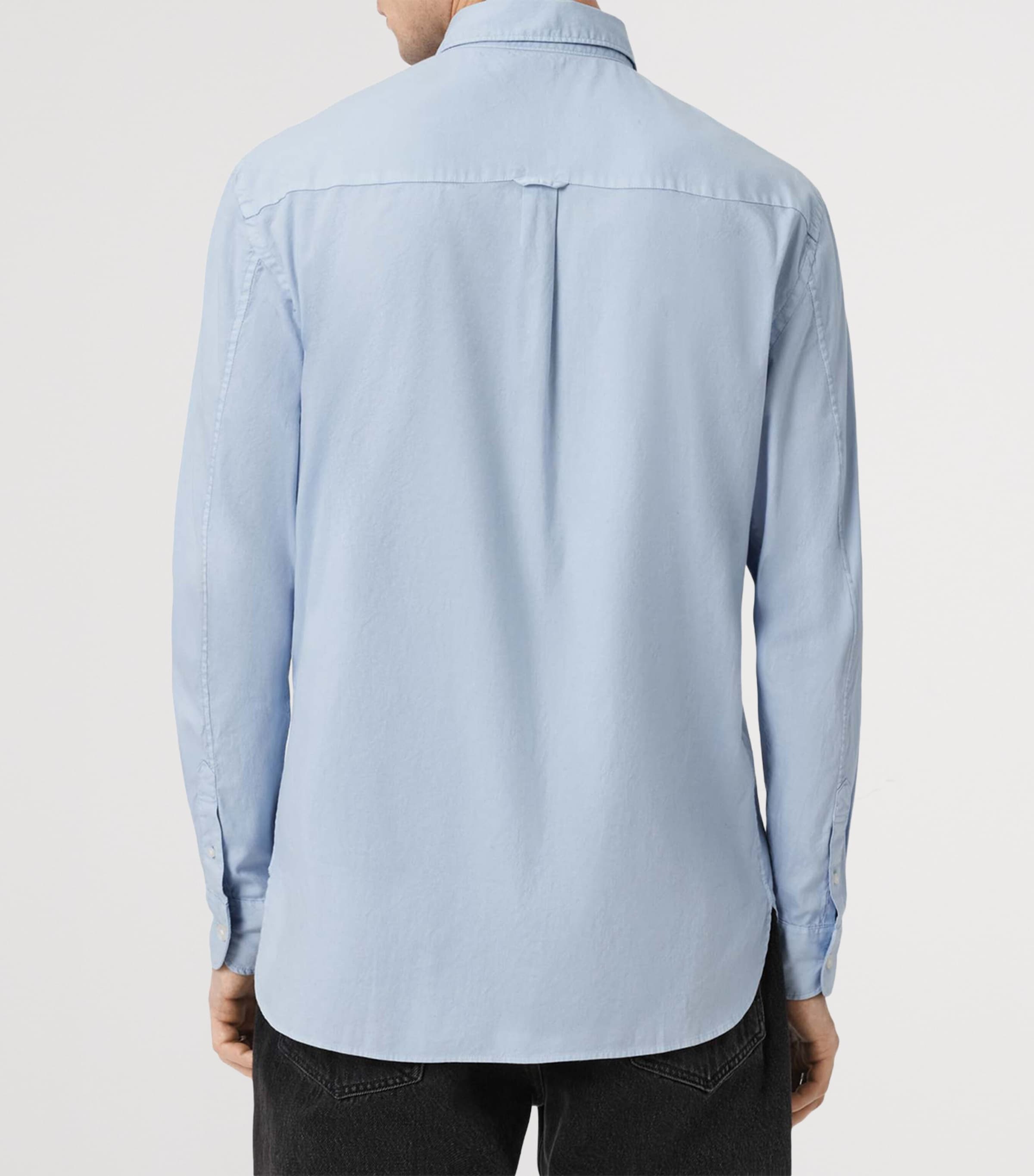 AllSaints Mens Stretch-Cotton Hawthorne Shirt Villa Blue Image 4