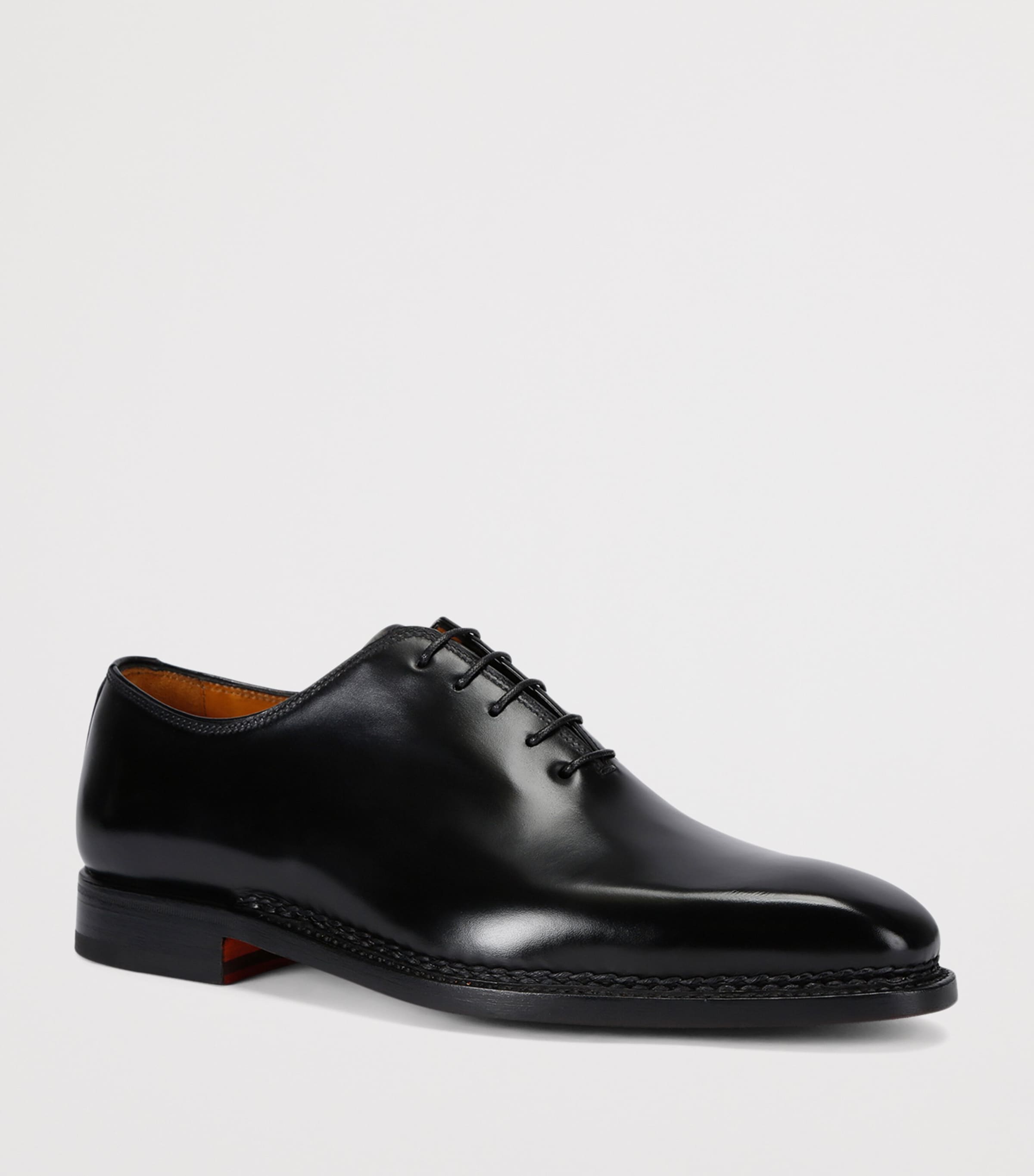 Leather De La Ville Oxford Shoes BLACK Image 3