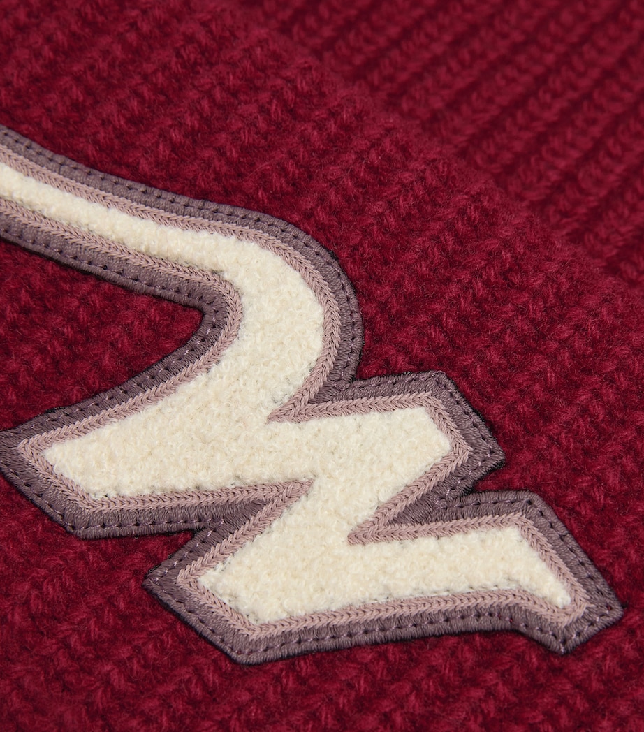 Virgin Wool Monogram Beanie BERRY RED Image 3