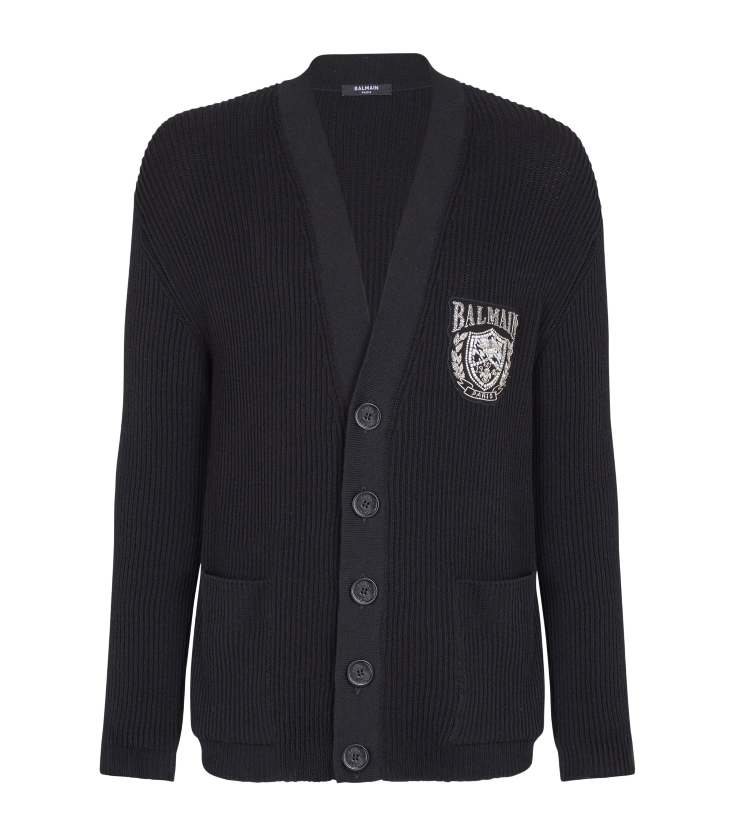 Cotton-Blend Crest Cardigan 0PA NOIR Image 1