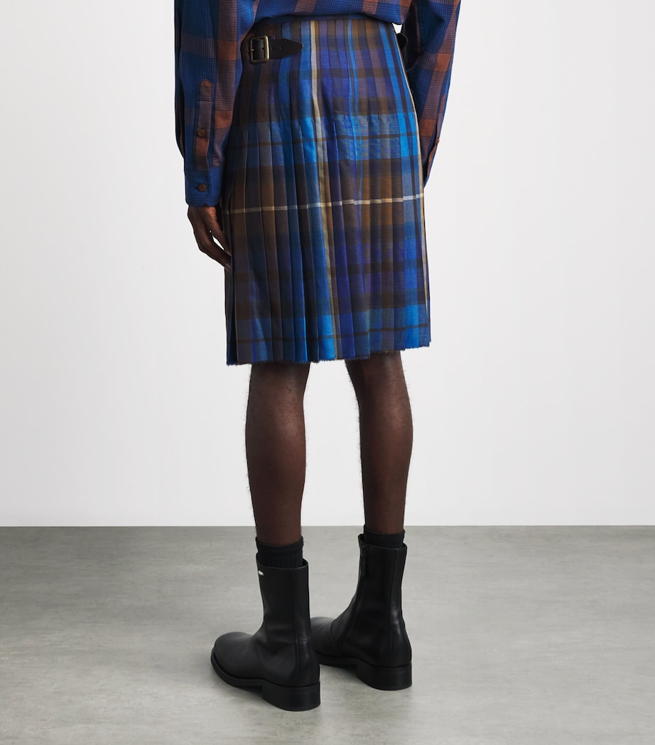 Vivienne Westwood Mens Wool Check Kilt Blue/brown Image 5