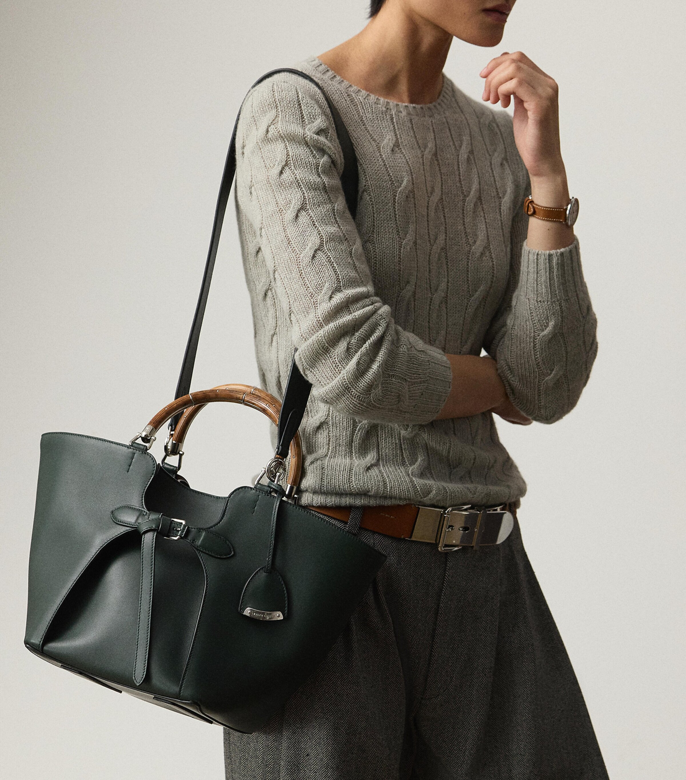 Ralph Lauren Collection Leather The Ralph Tote Bag Regent Green Image 4