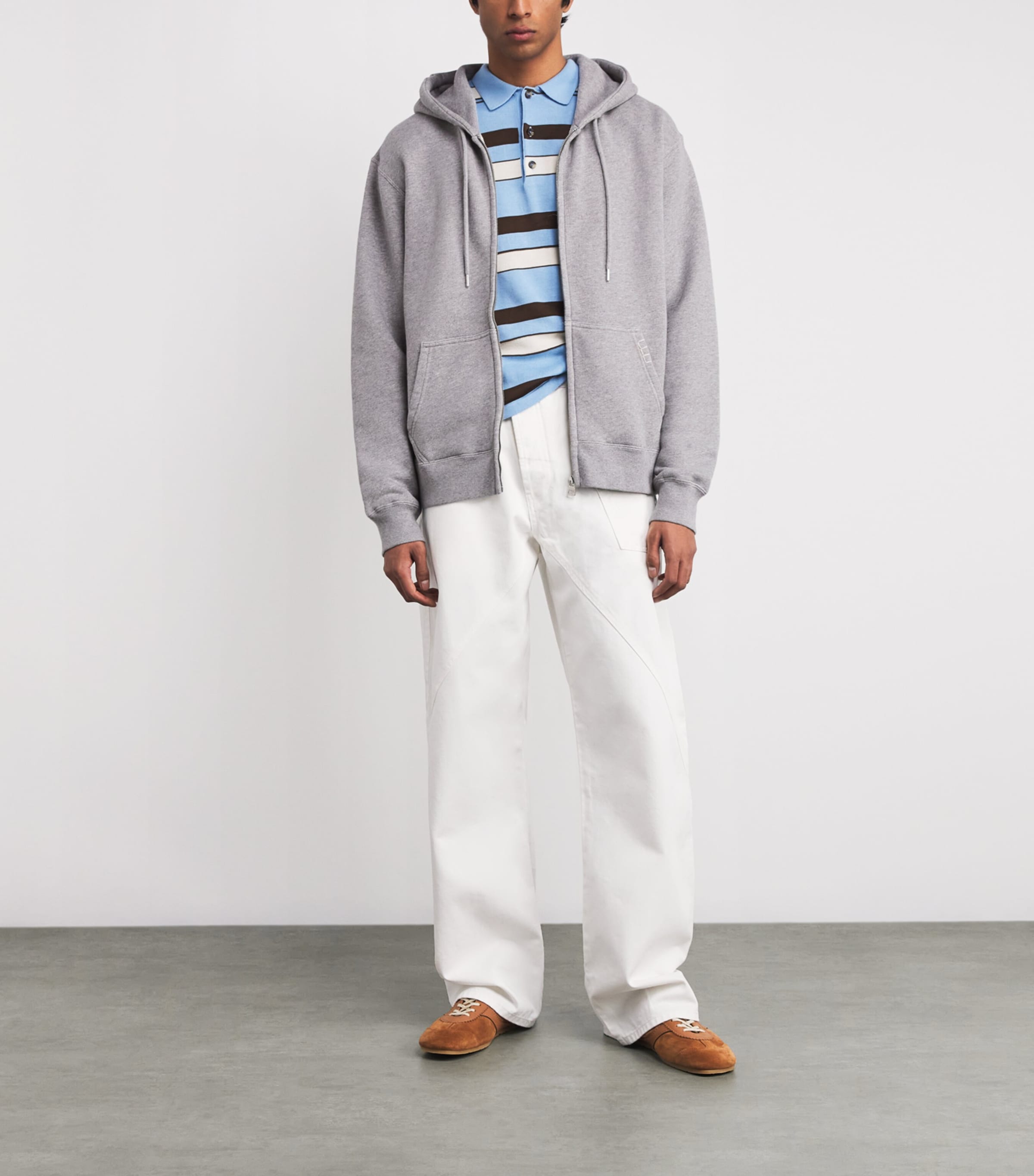 Cotton Zip-Up Hoodie MID GREY MELANGE 945 Image 2