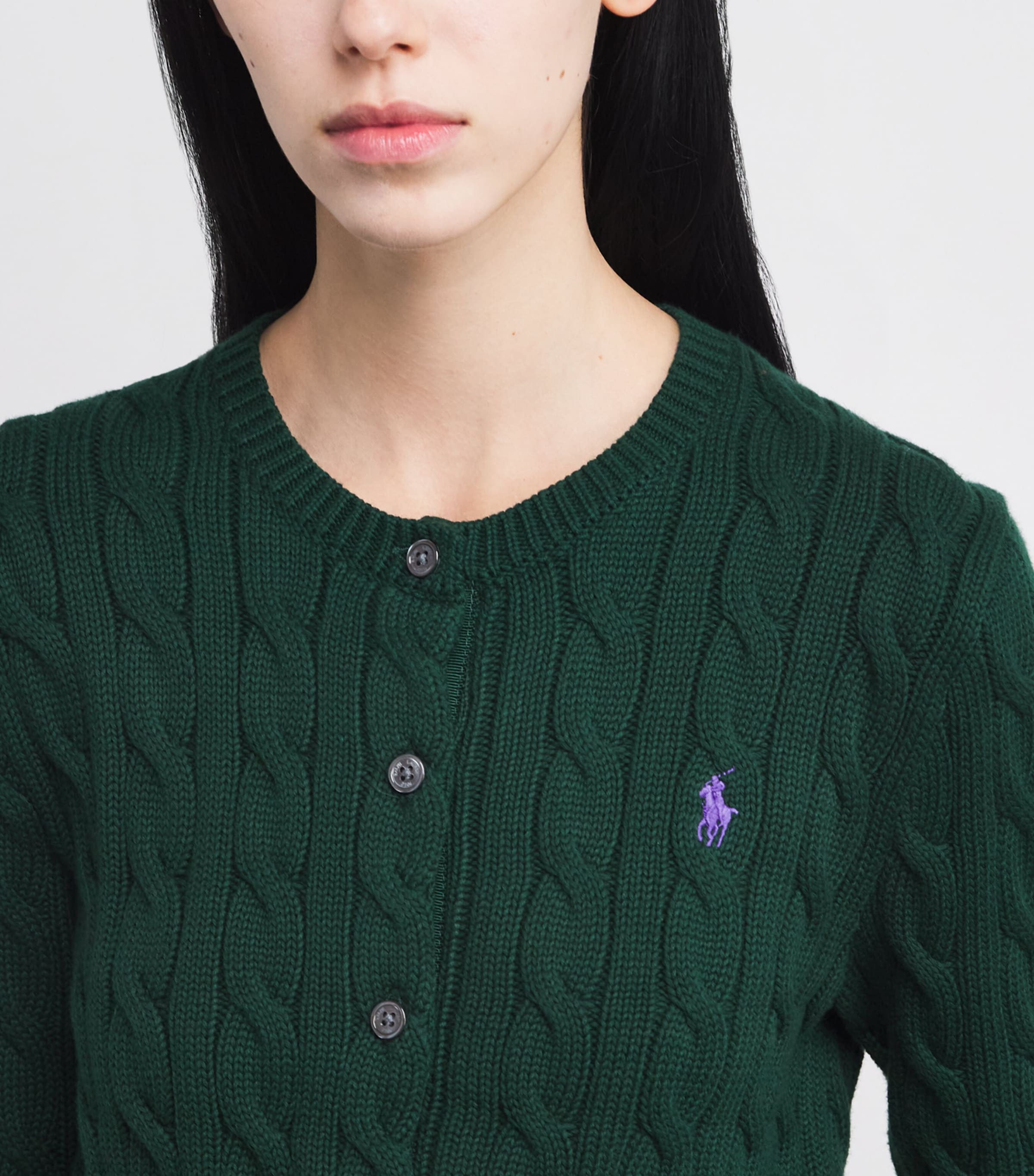 Cotton Cable-Knit Cardigan MOSS AGATE Image 6