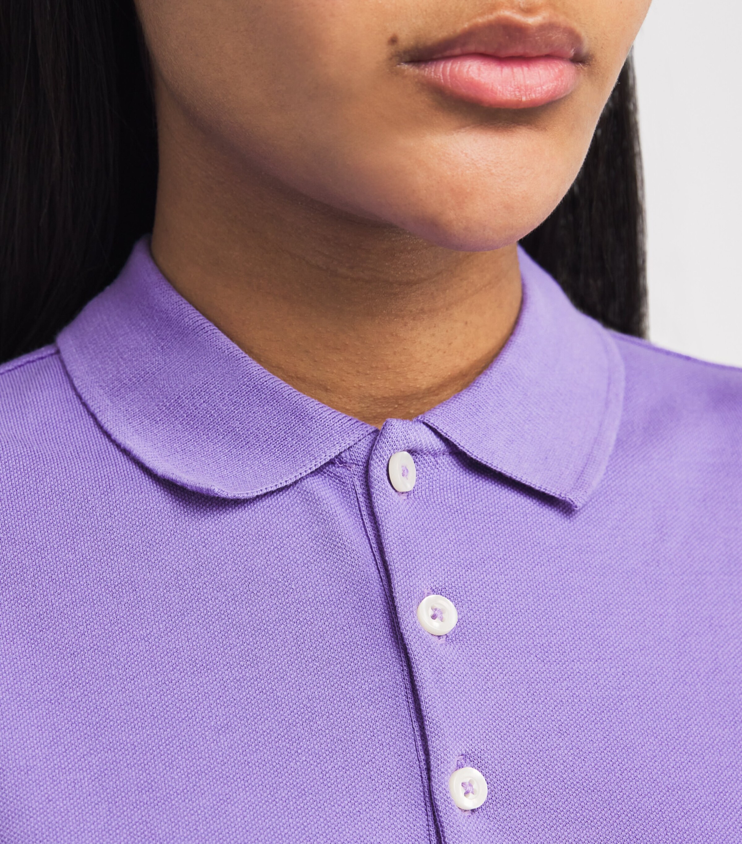 Polo Ralph Lauren Womens Stretch-Cotton Julie Polo Shirt Purple Image 6