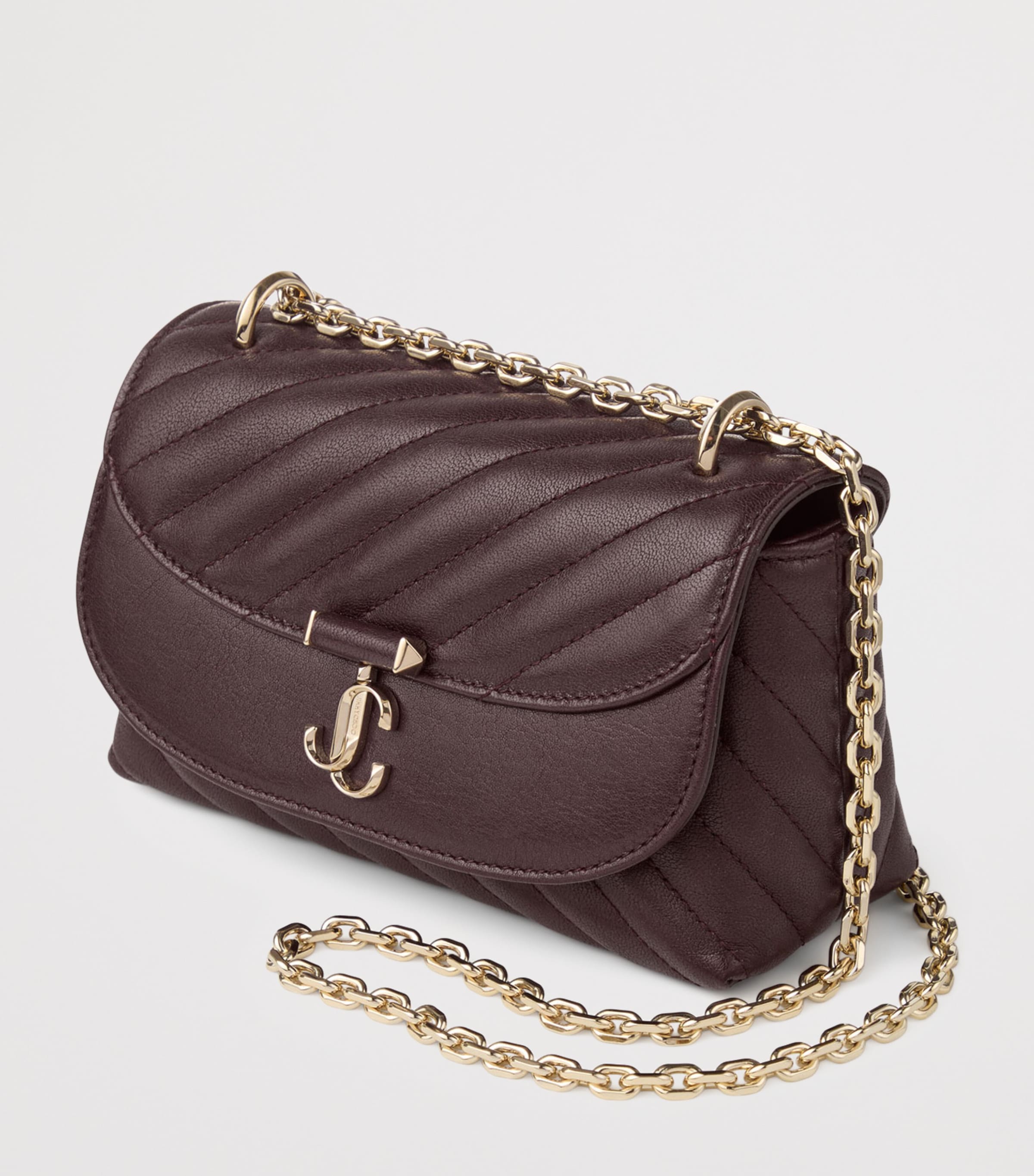 Medium Quilted Leather Curve Cross-Body Bag DEEP MERLOT/SHINY GO Image 3