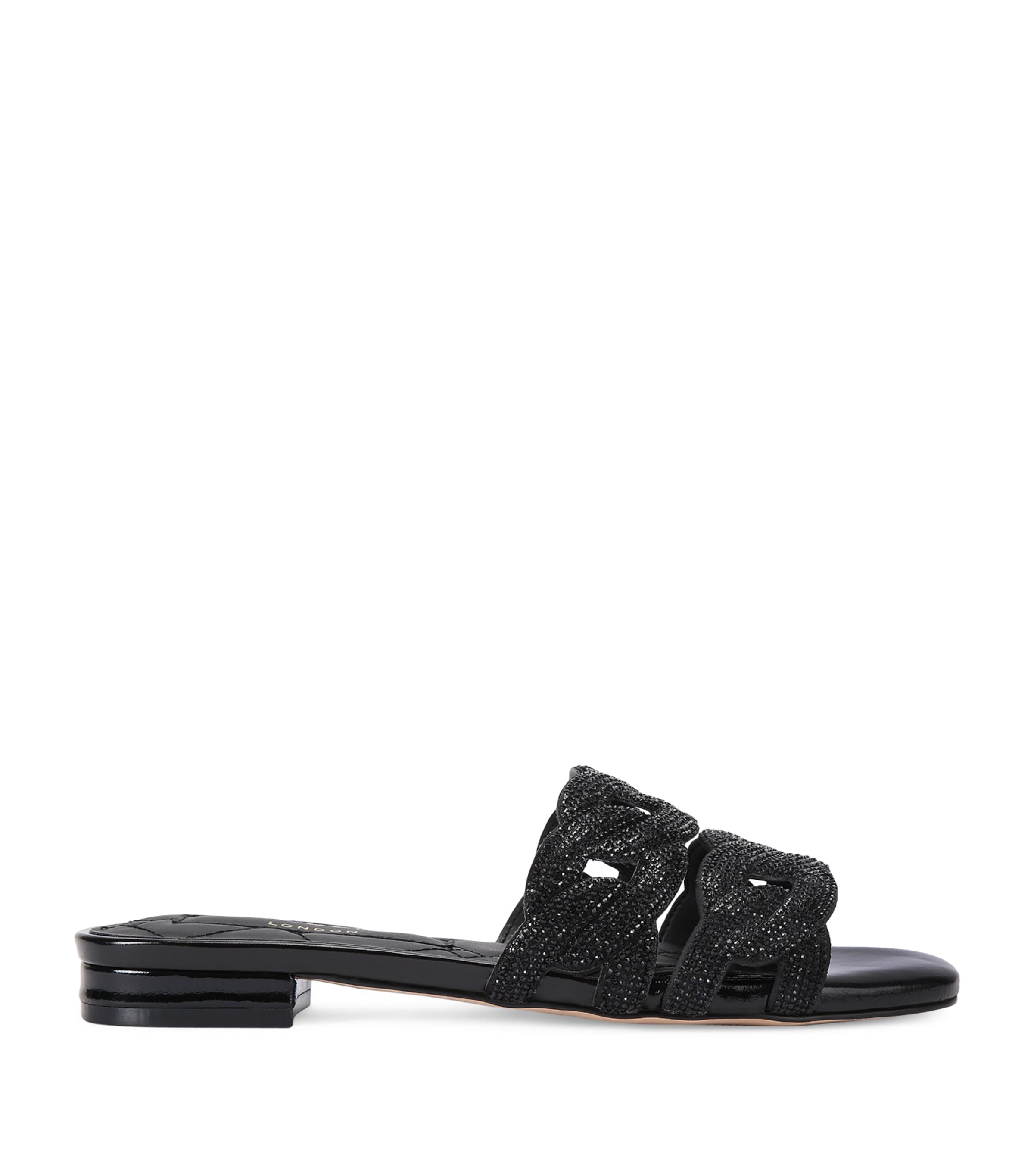 Kurt Geiger London Leather Embellished Chain Sandals | Women Shoes | Sandals | Flat Sandals | Designers | Kurt Geiger London
