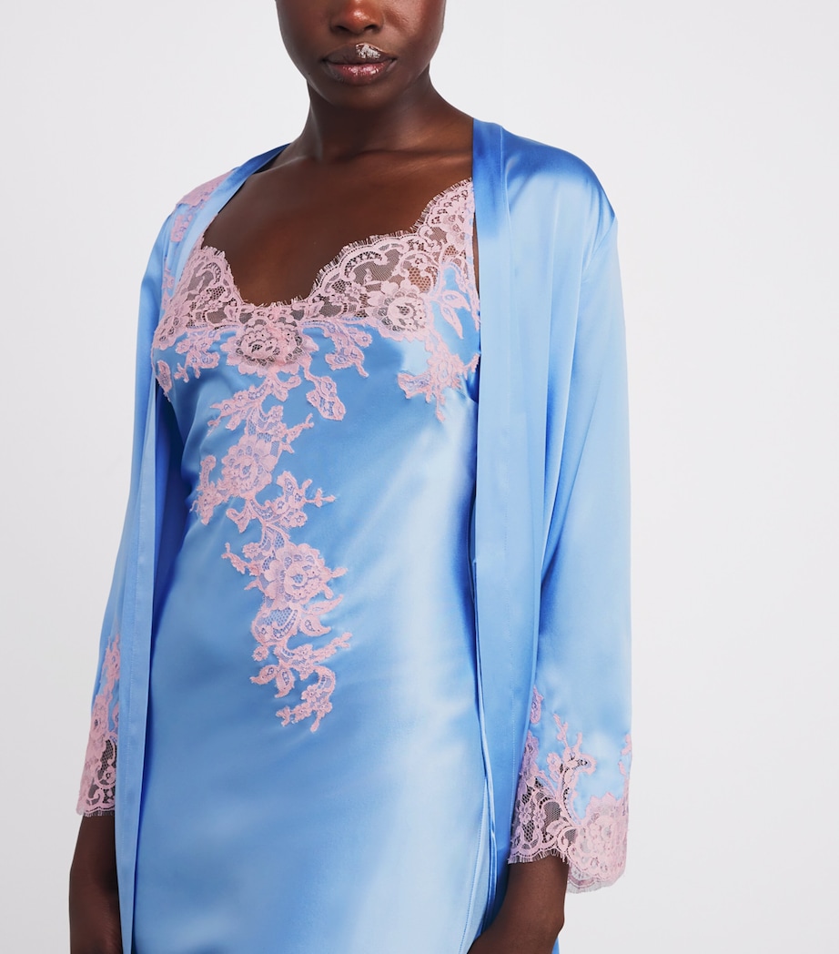 Silk Lace-Trim Bénédicte Maxi Slip Dress 5276 CIEL/LILA Image 6