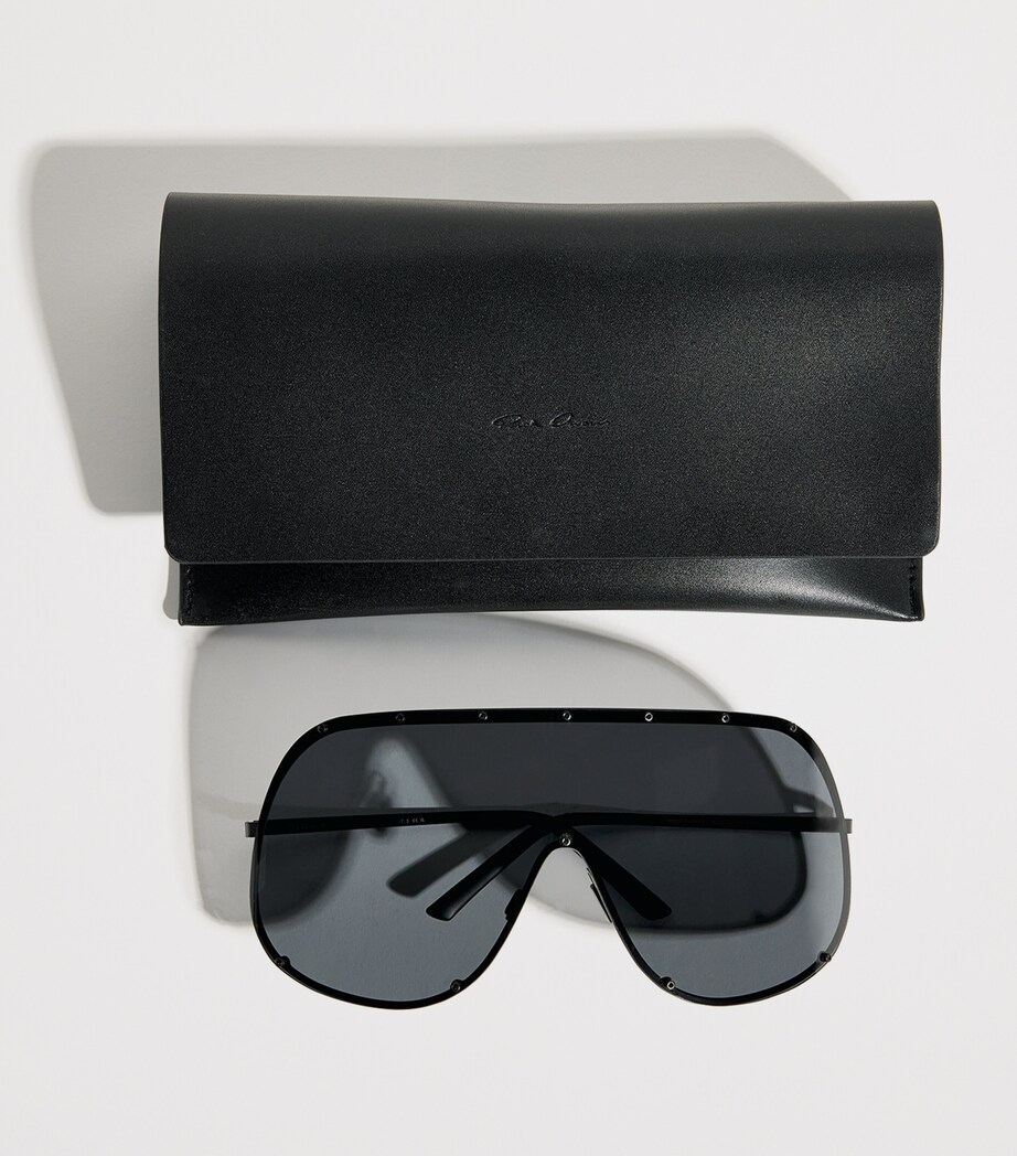 Rick Owens Steel Shield Sunglasses Blk Tmpl/blk Image 4