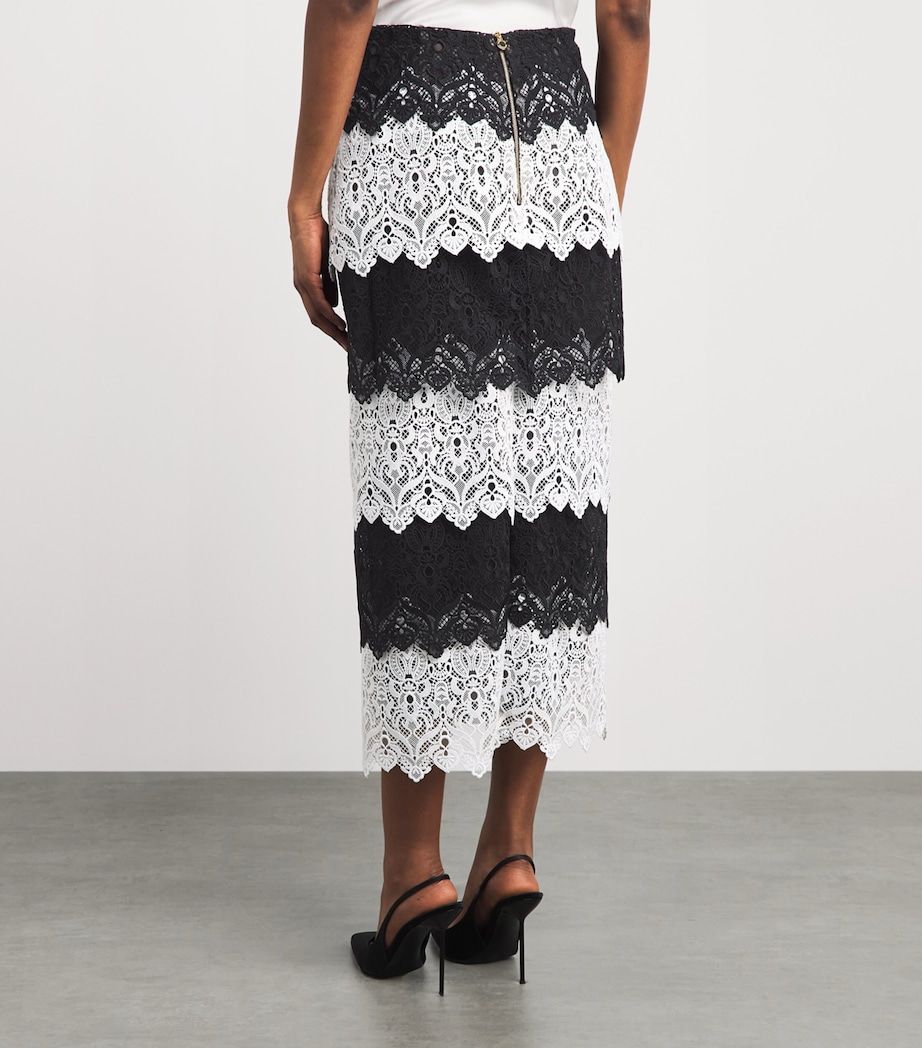 Carolina Herrera Womens Lace Midi Skirt Black/white Image 5