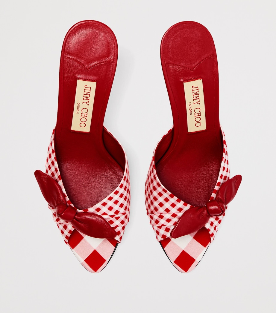 Jimmy Choo Livi 85 Gingham Wedge Mules Ruby Red Mix Image 5