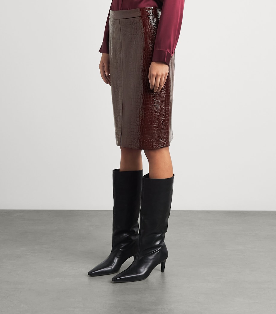 L'Agence Womens Faux Leather Violetta Pencil Skirt Dark Port Croc Dkpc Image 4