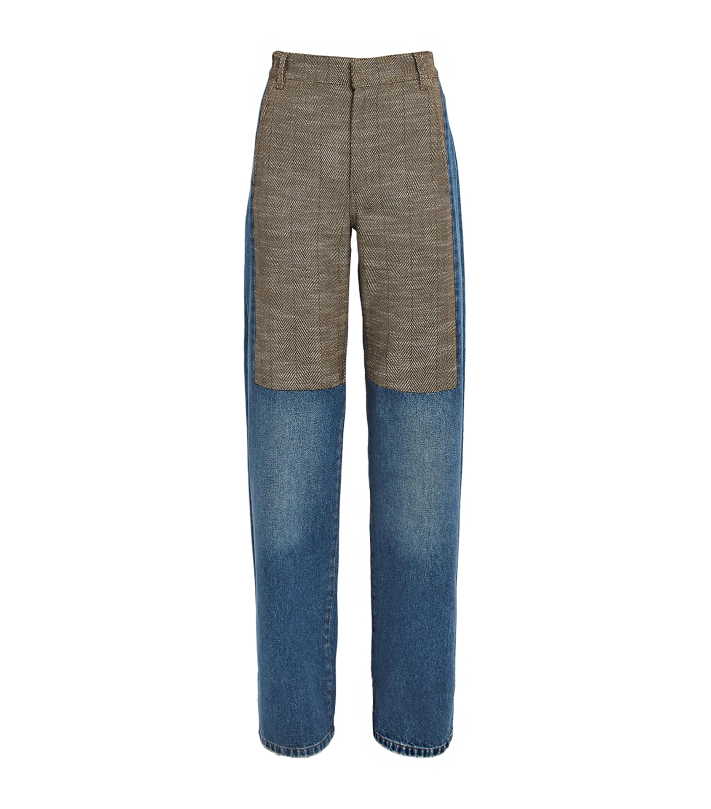 Stella Mccartney Tweed-trim Straight Jeans In Blue