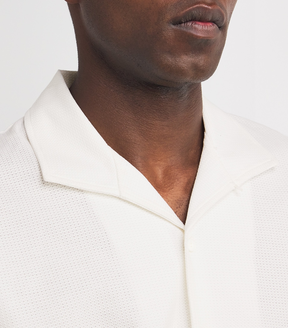 Cotton Mesh Collared Shirt WHCR-ECRU Image 6