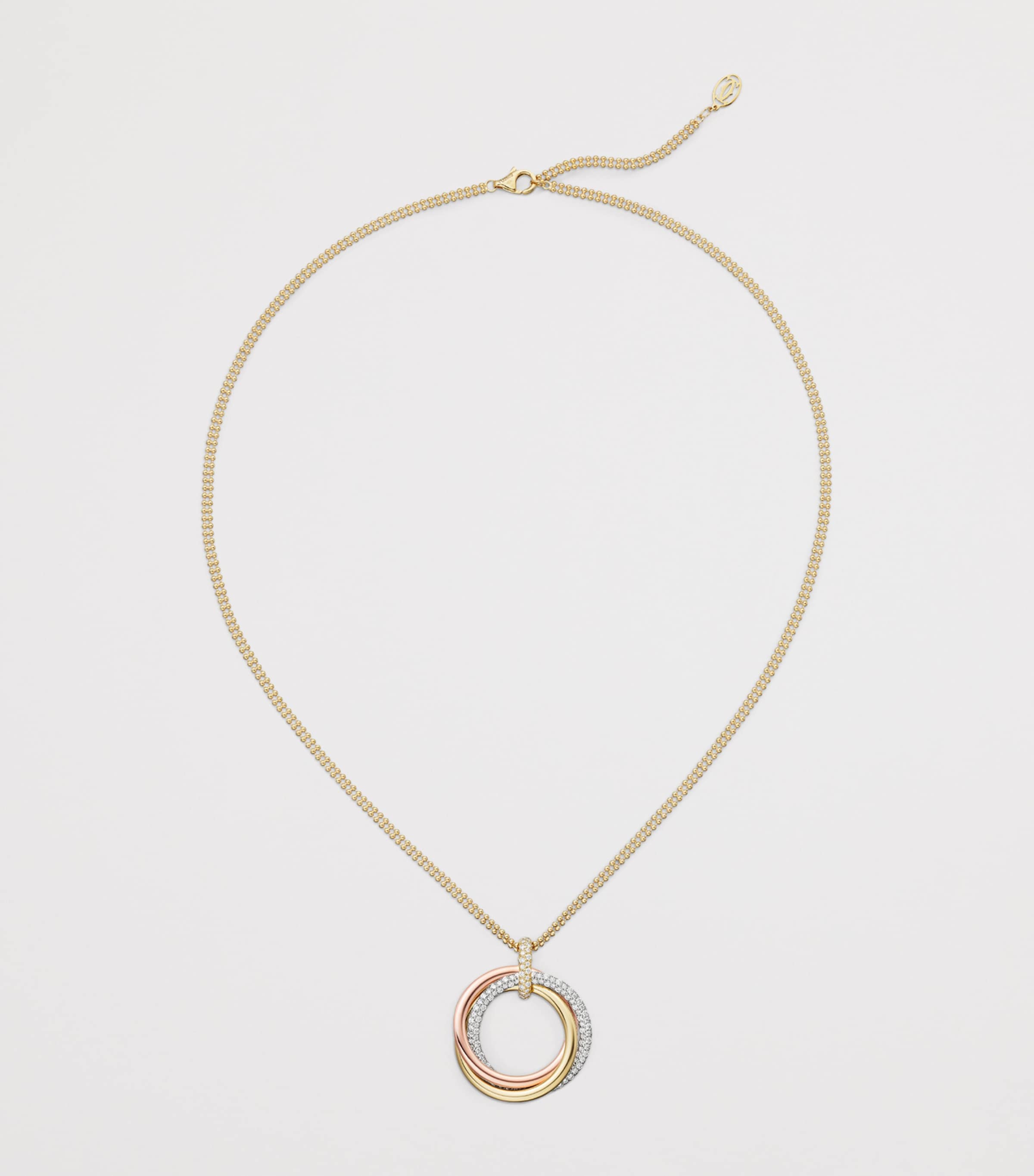 Cartier Large White, Rose, Yellow Gold and Diamond Trinity Necklace Mixed Gold Image 8