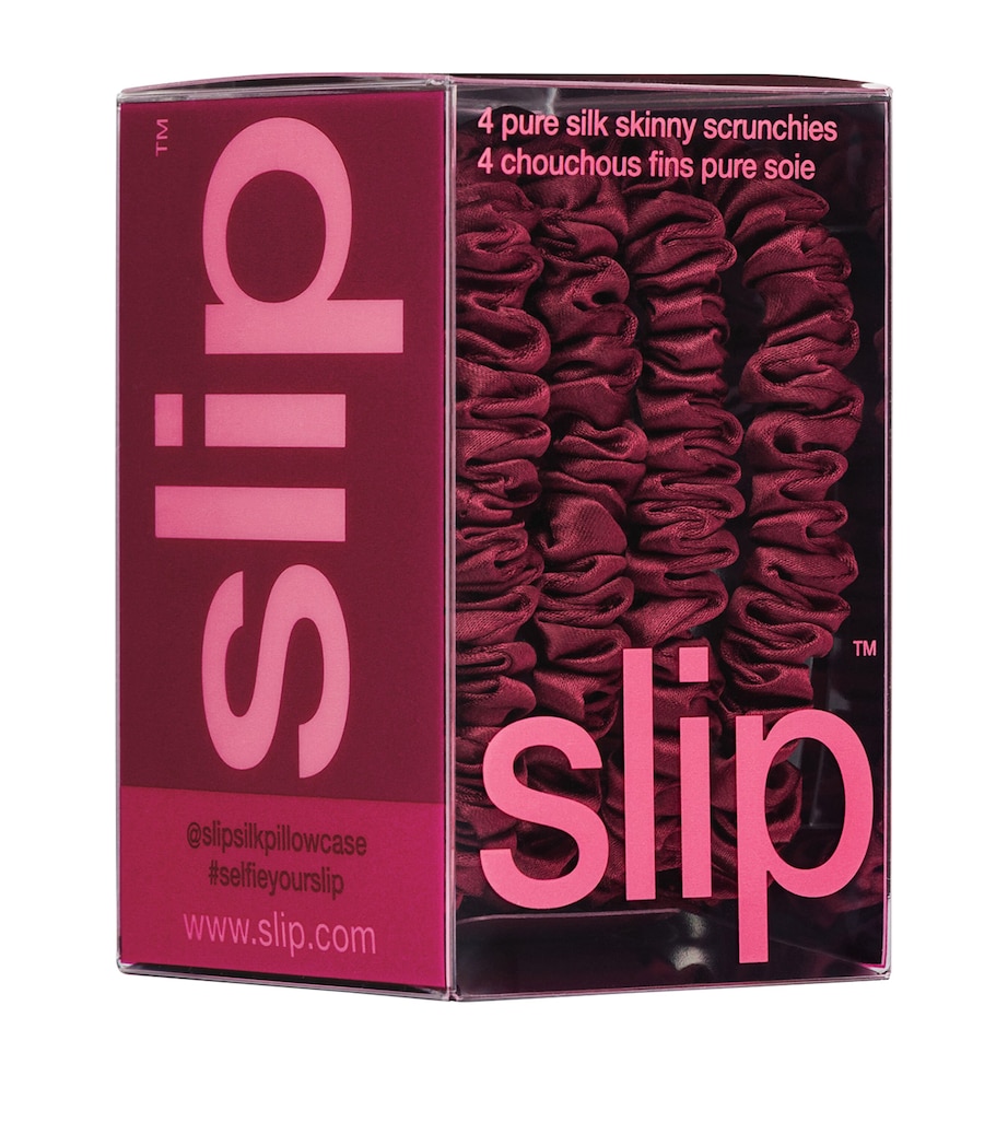 Slip Pure Silk Skinny Scrunchies (Set of 4) Maroon Image 4