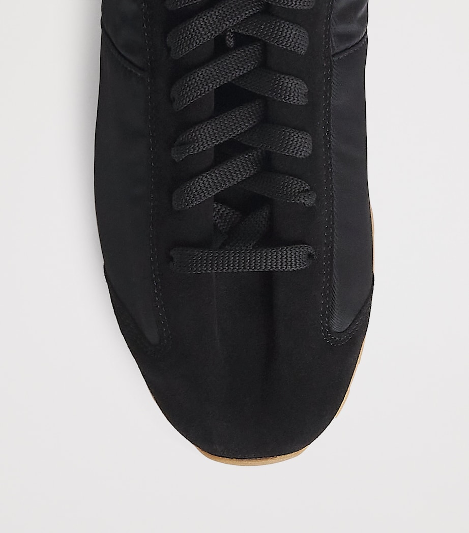 Leather-Trim Tennis Sneakers 990-BLACK Image 5