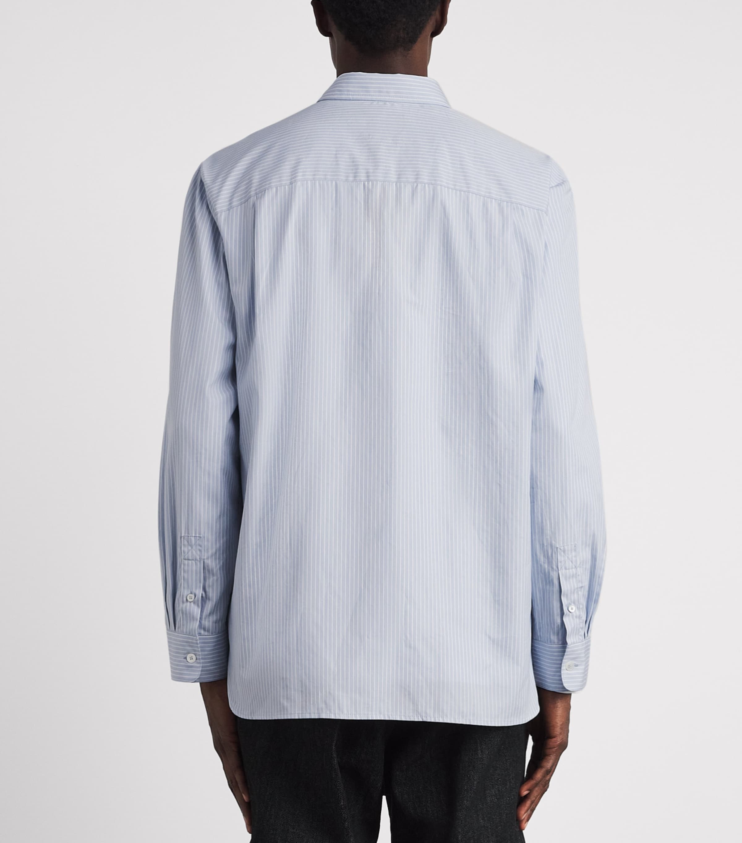 A.P.C. Mens Organic Cotton Stripe Shirt Iac Blue Grey Image 5