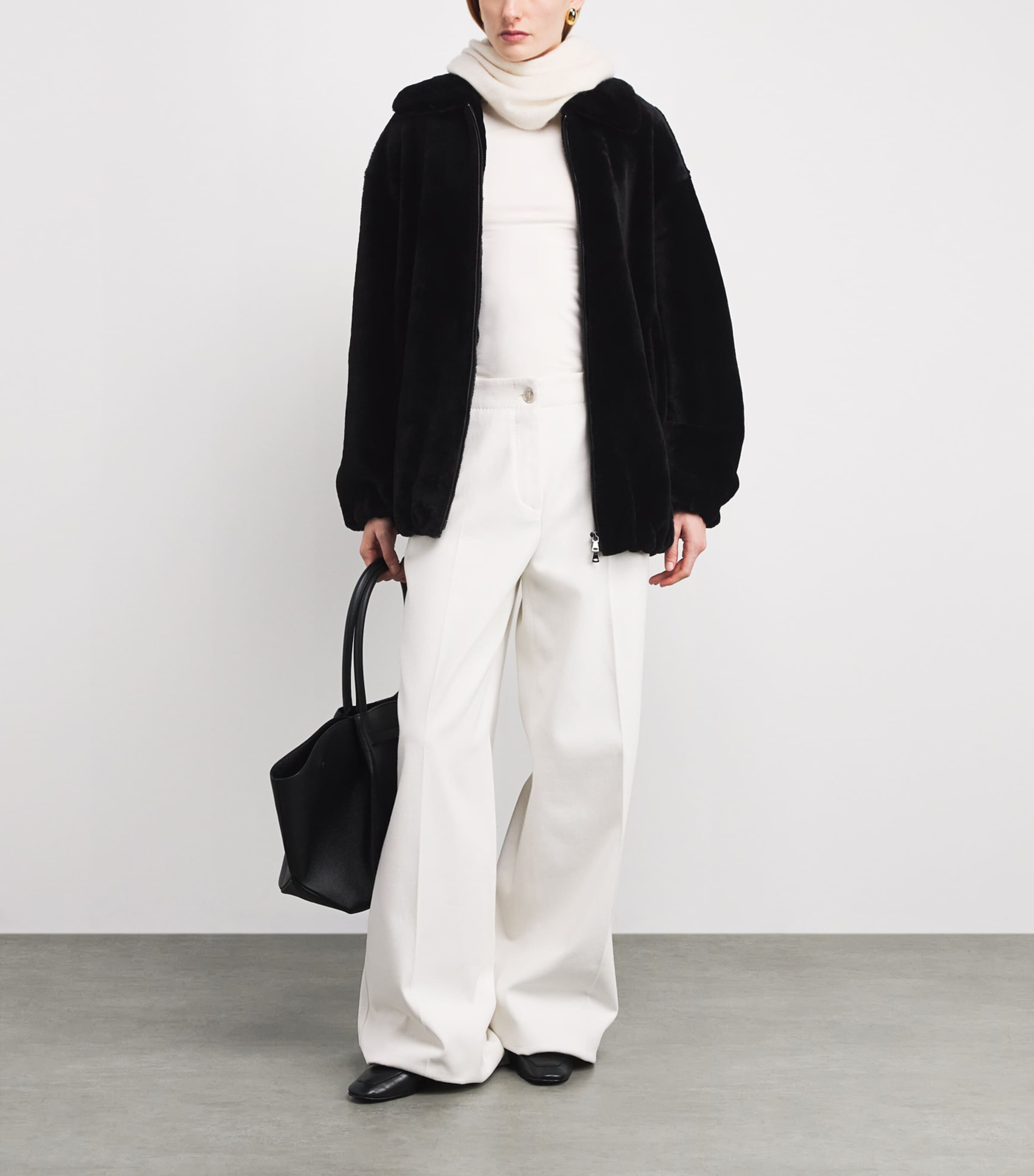 Lambskin Shearling Bomber Jacket NOIR Image 2