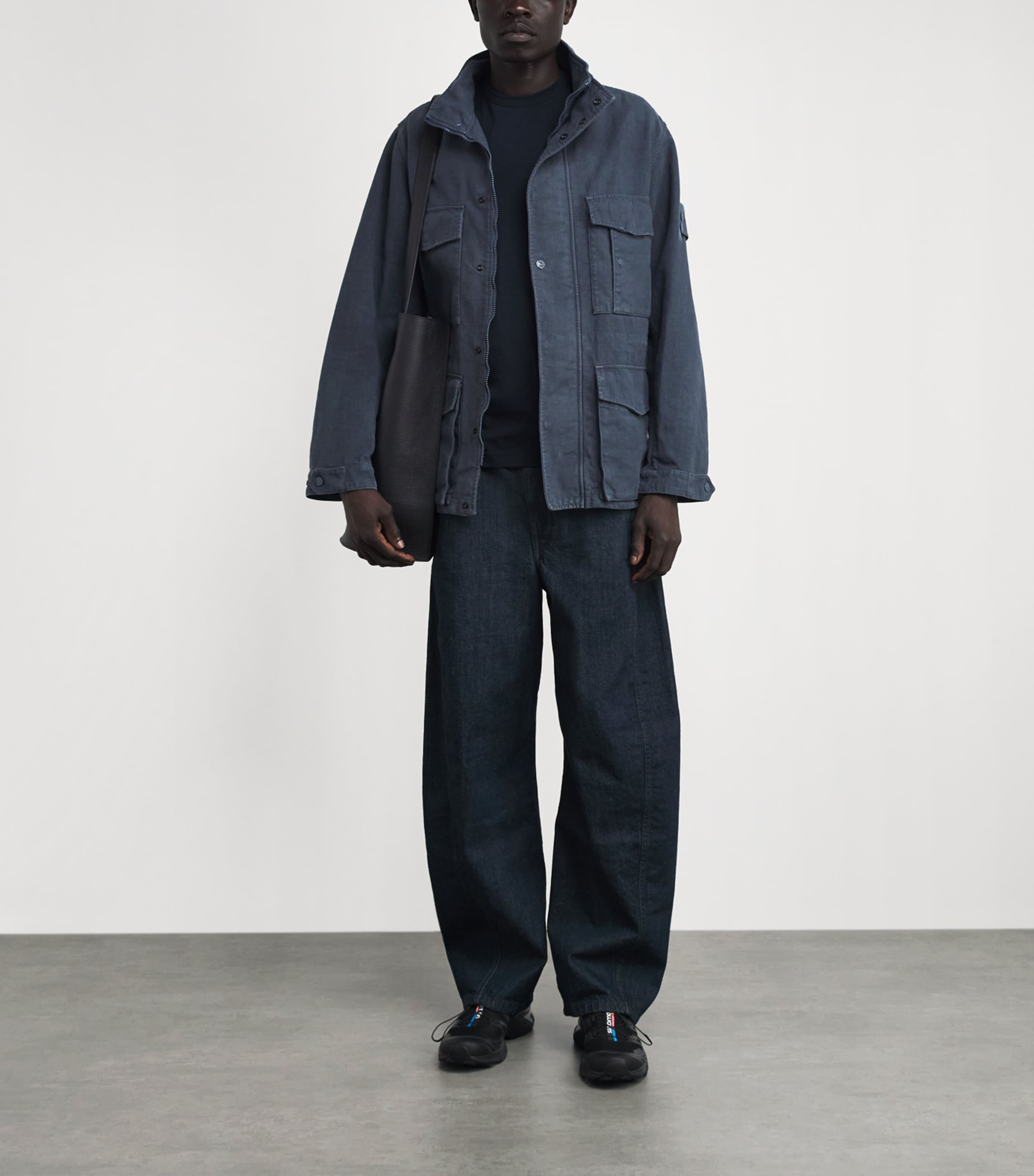 Stone Island Blue Linen-Blend Ghost Field Jacket | Harrods UK