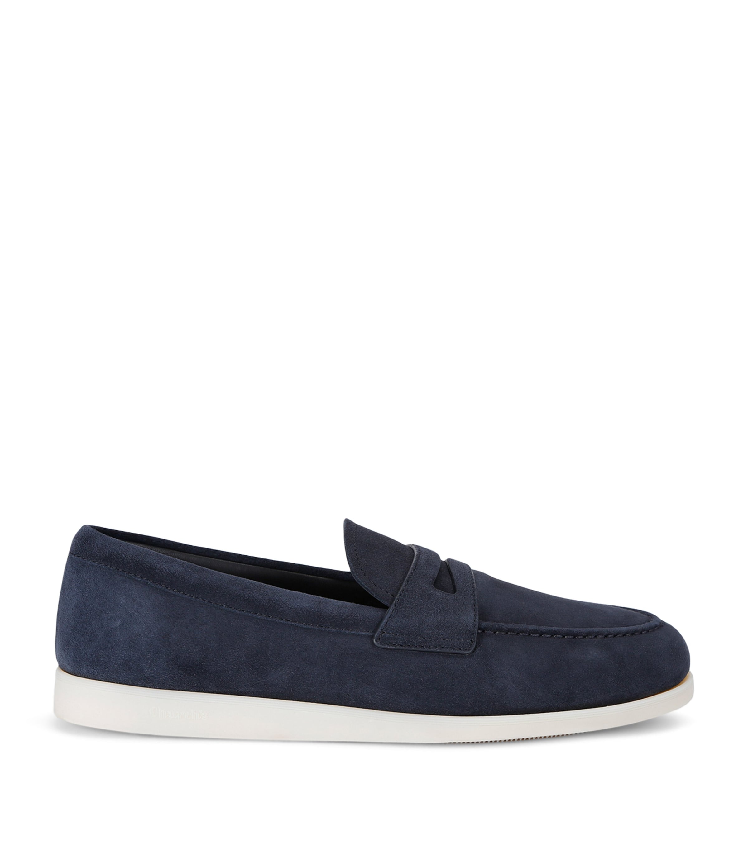 Church's Blue Suede Saddle Loafers In Navy