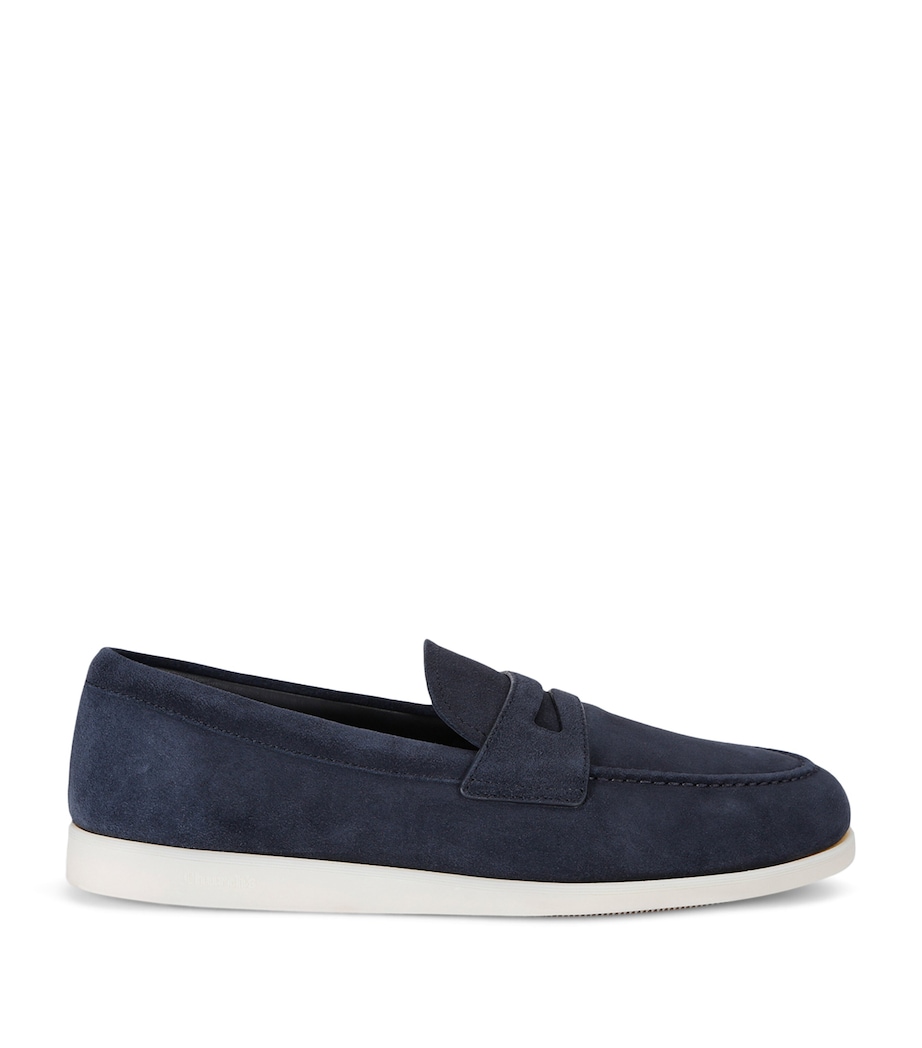 Suede Saddle Penny Loafers NAVY Image 1