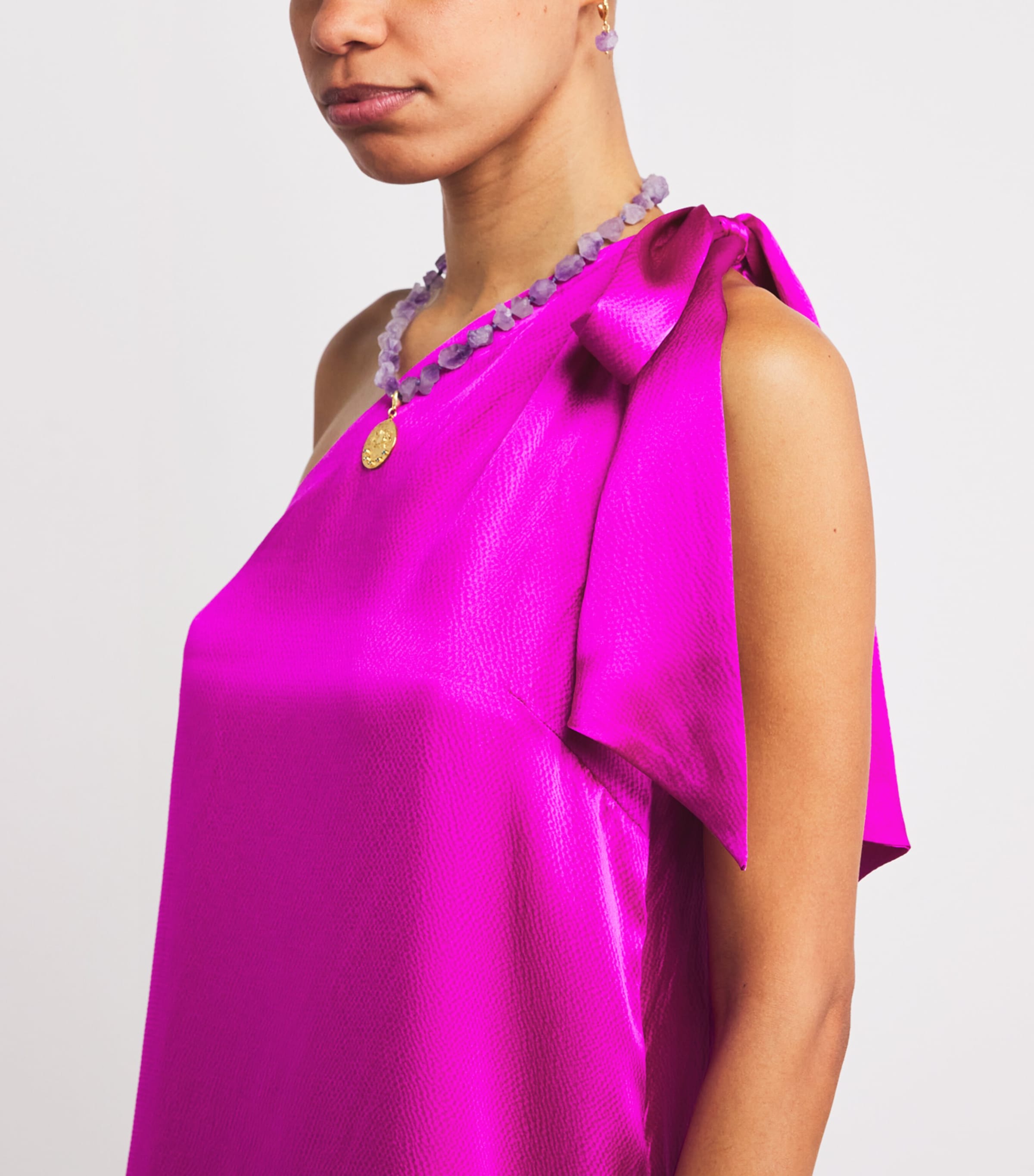 Silk Asymmetric Ithaca Midi Dress PNK-PNK/SILK Image 4