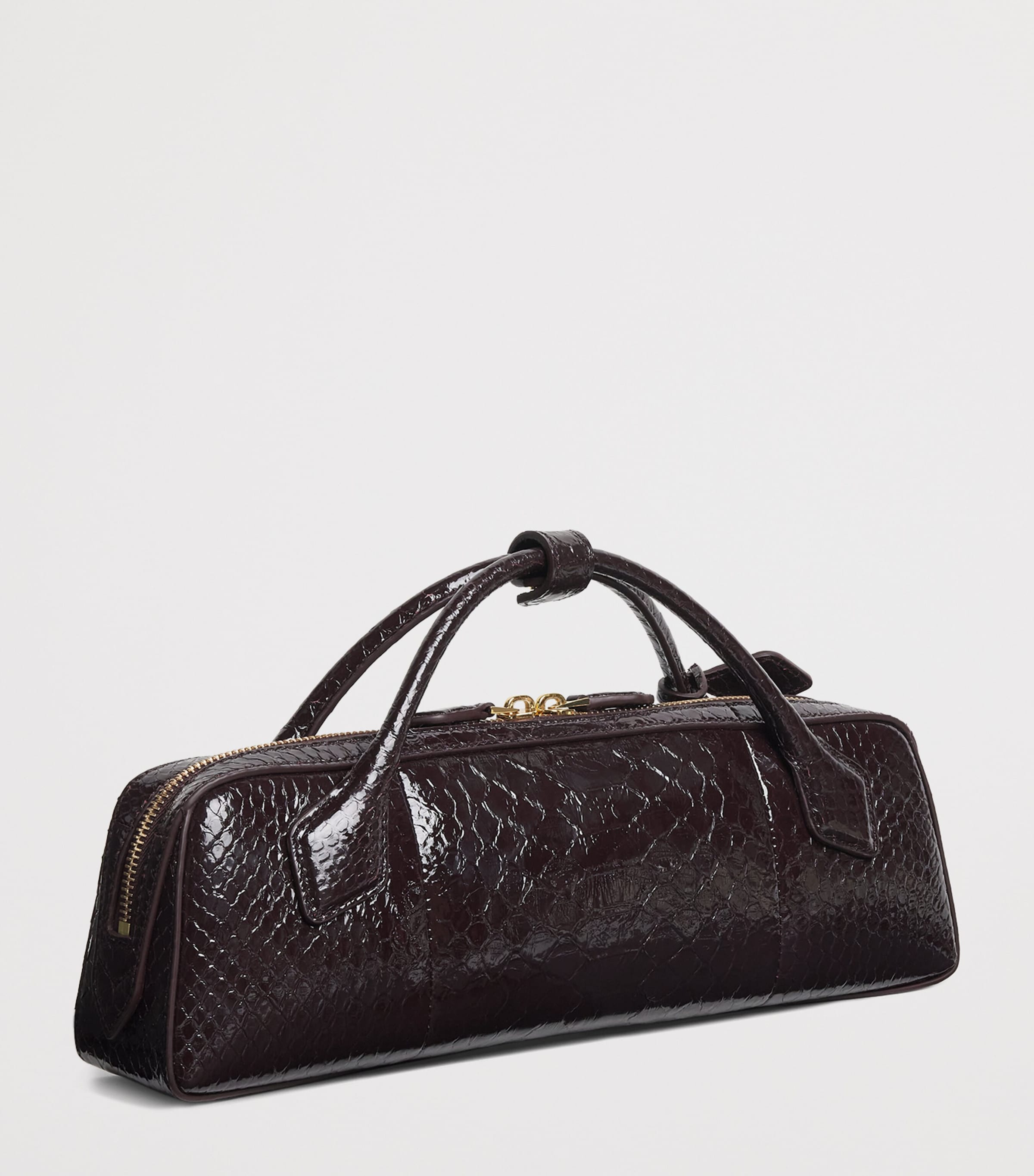Alaïa Snakeskin Le Teckel Top-Handle Bag Bordeaux Image 3