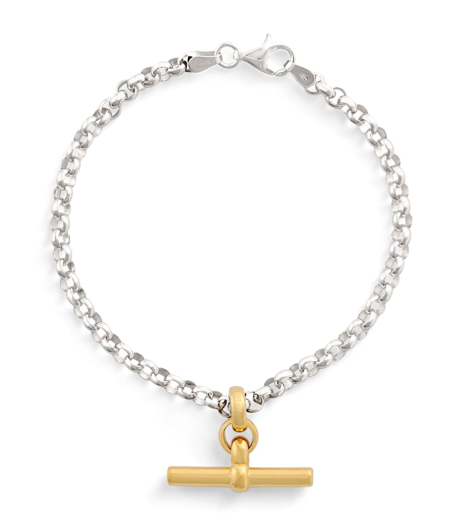 TILLY SVEAAS Gold-Plated T-Bar Belcher Chain Bracelet Silver/gold Image 1