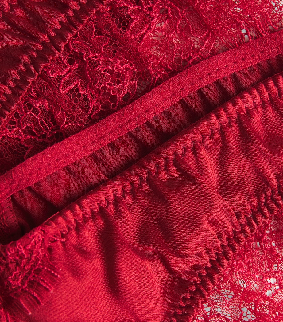 Stretch-Silk Lace Thong RED 600 Image 4