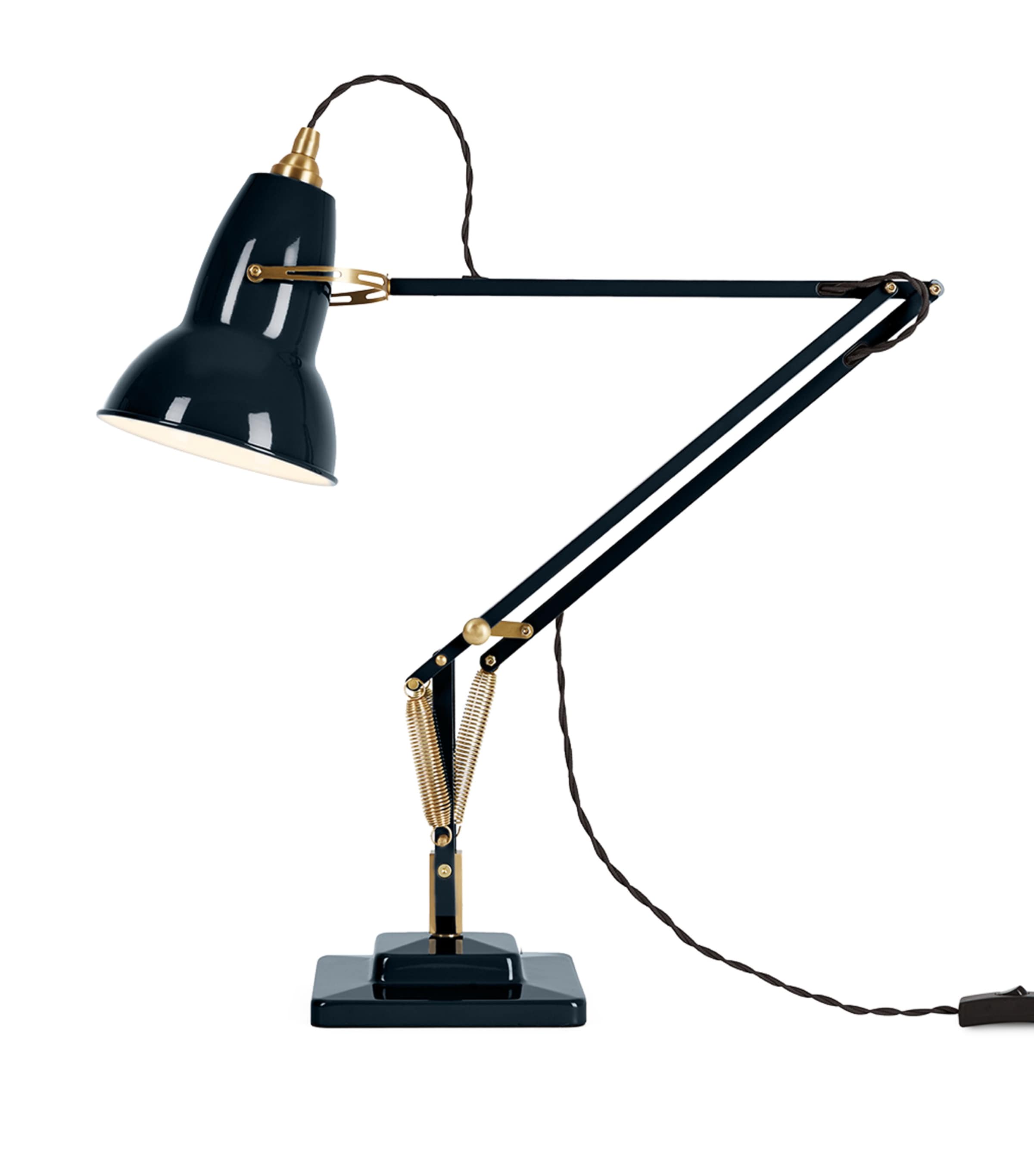 Anglepoise Brass-trim Original 1227 Desk Lamp In Blue