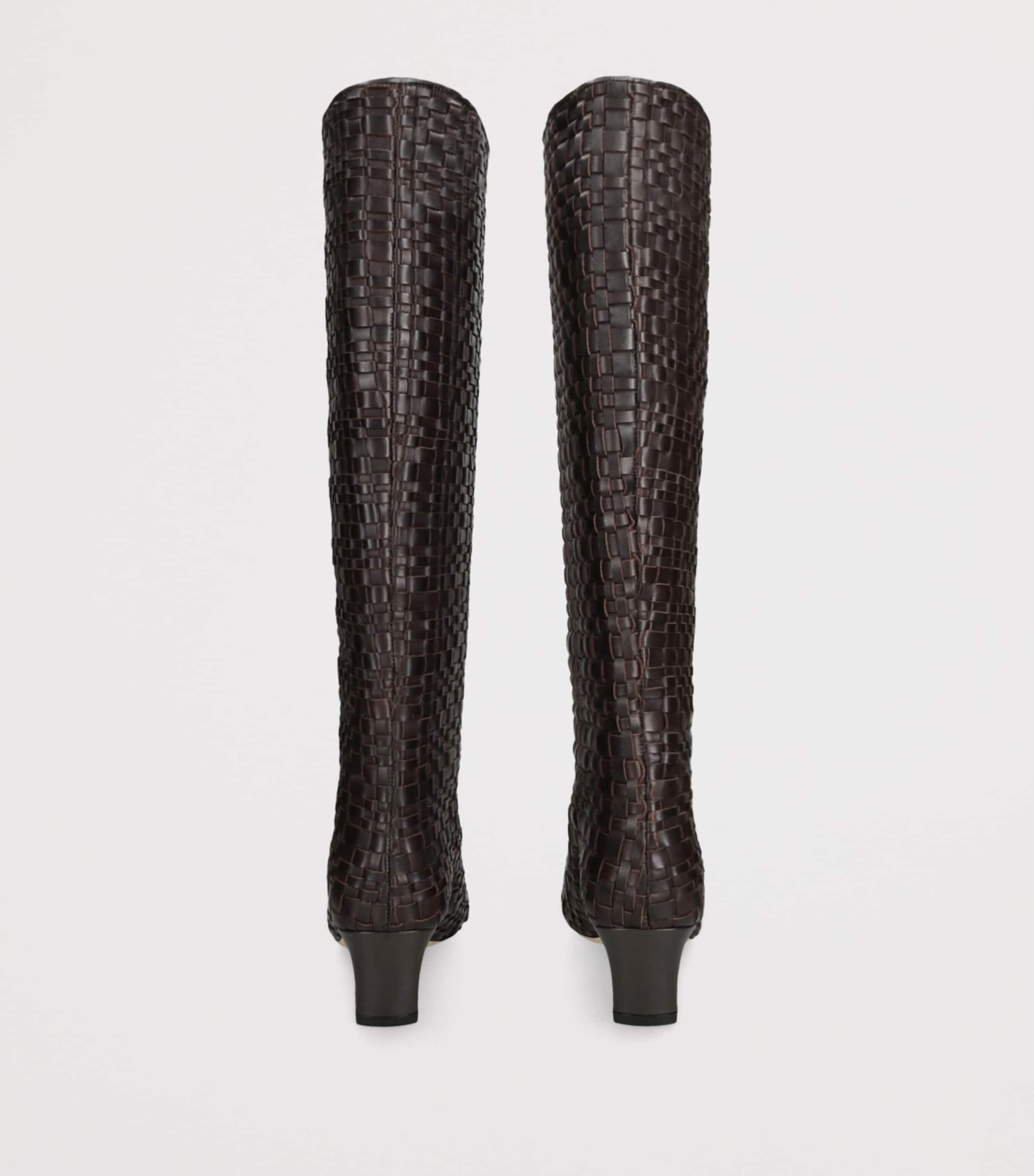 Leather Wally Knee-High Boots 90 DARK BROWN Image 2