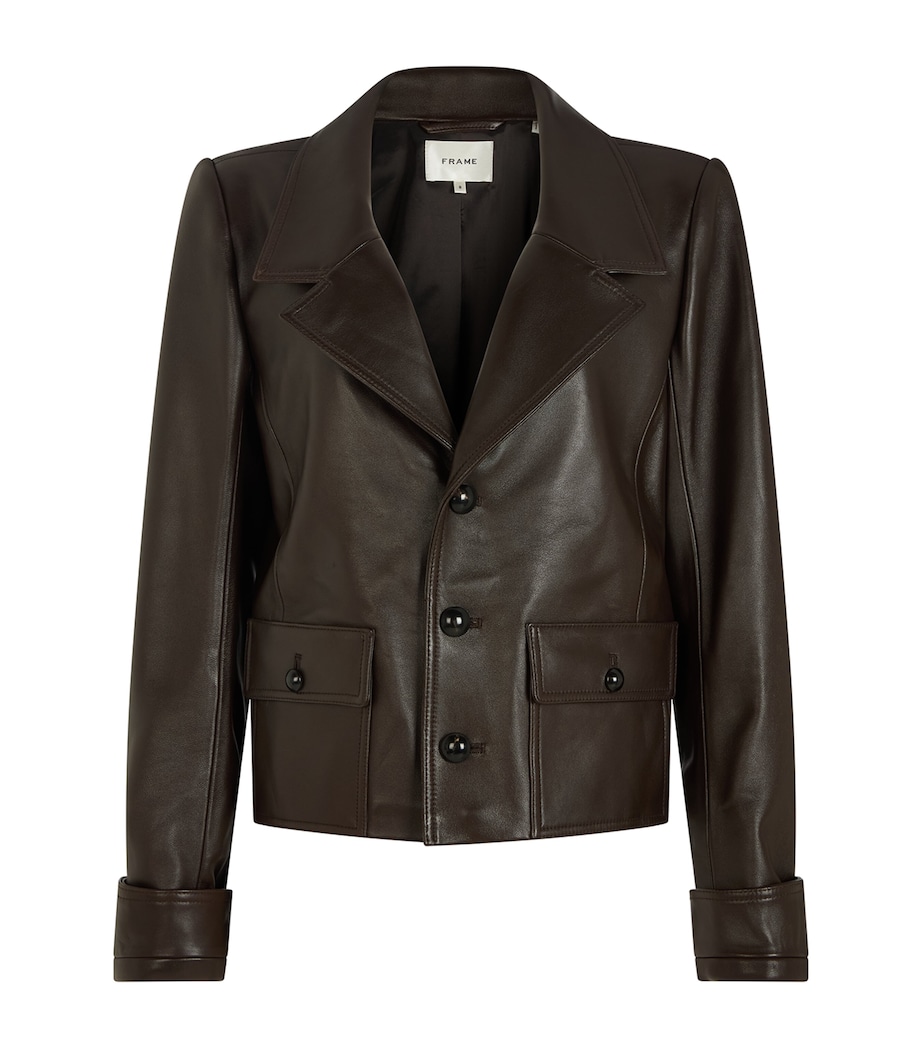 The Leather Cuffed Jacket DARK BROWN Image 1