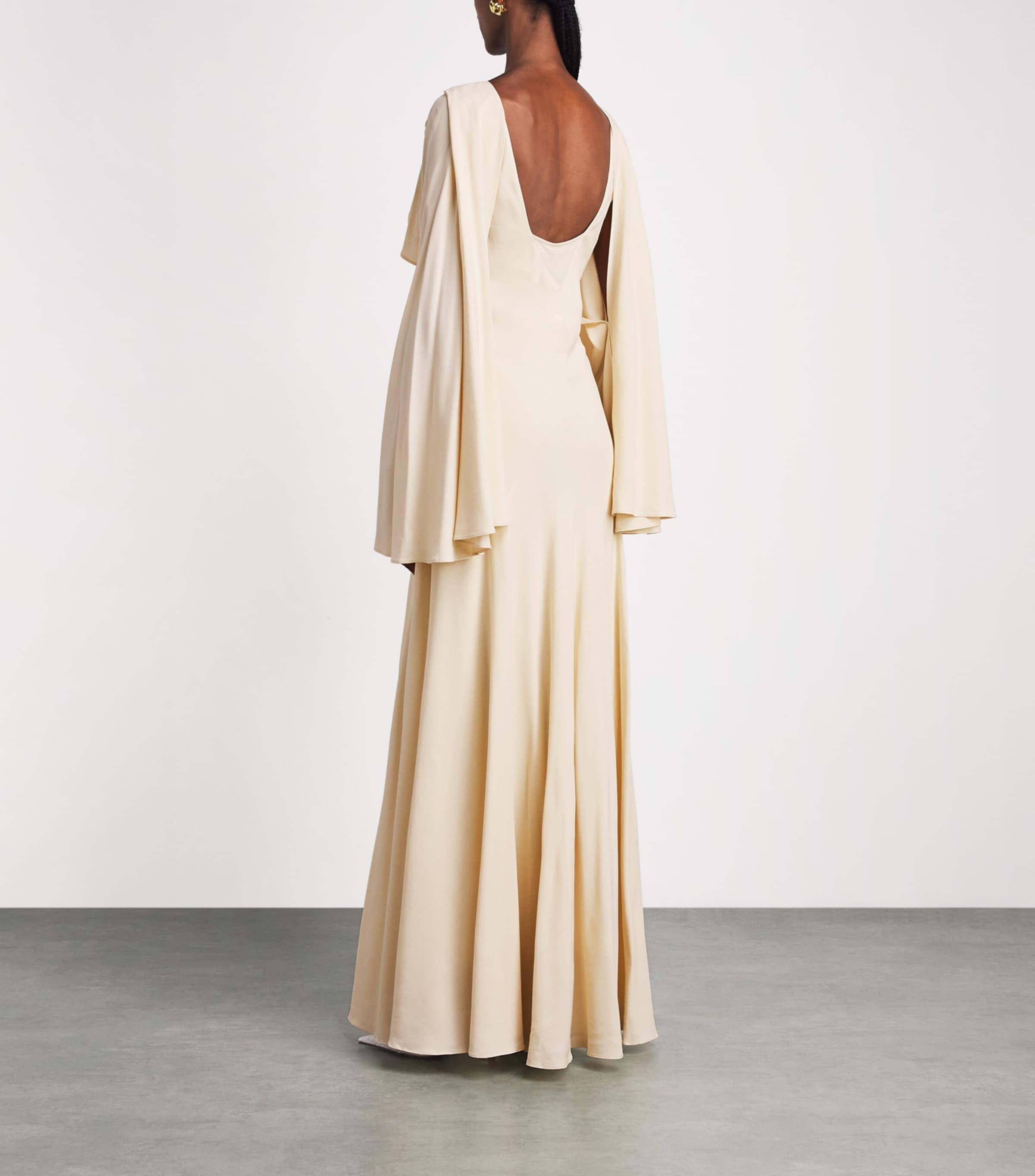 Rabanne Womens Cape-Sleeve Gown Custard Image 4