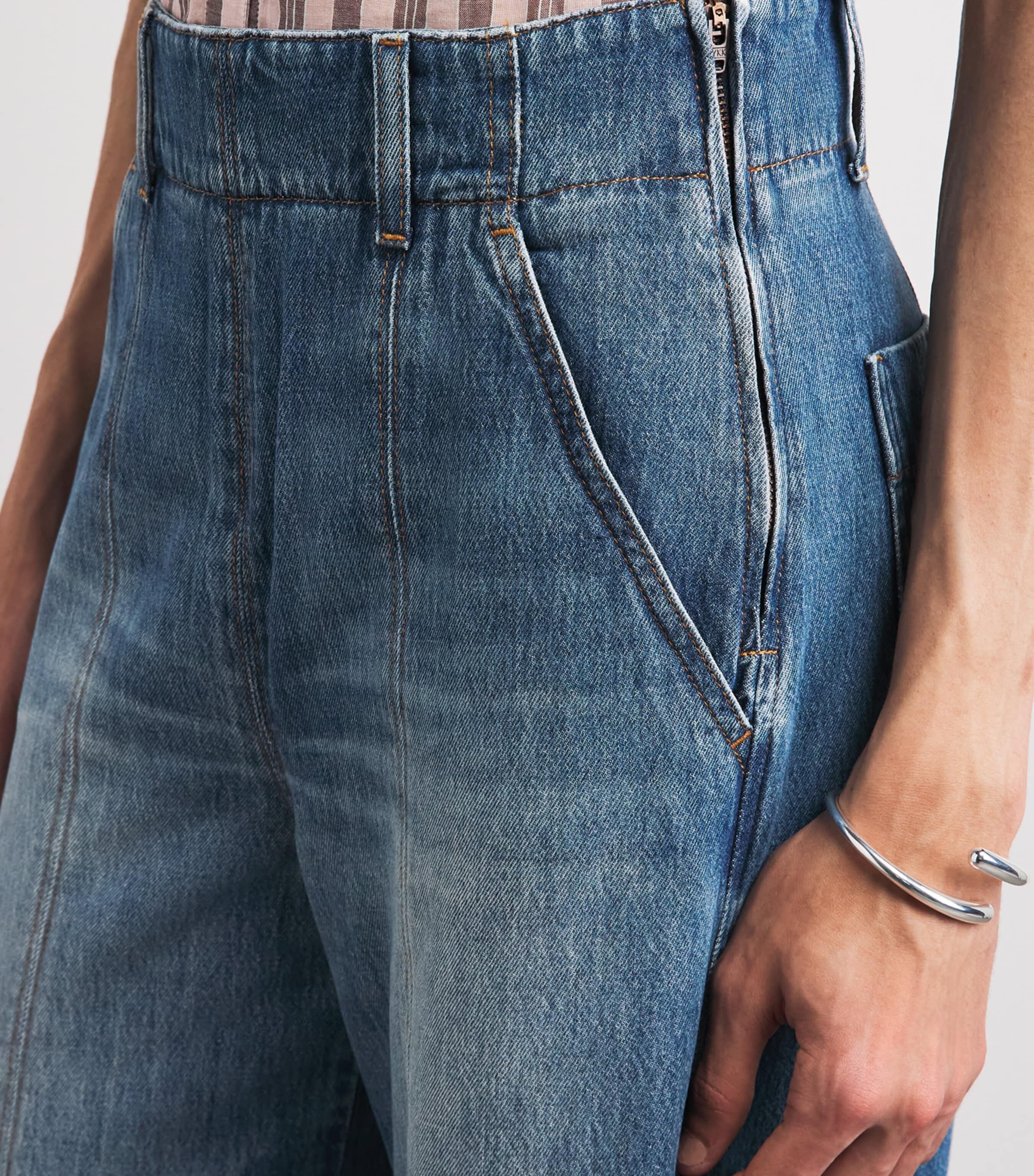 ME+EM Womens Wide-Leg Jeans Mid Blue Wash Image 3