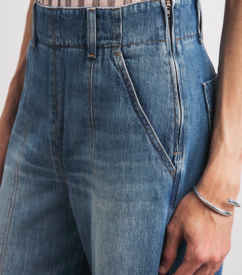 ME+EM Womens Wide-Leg Jeans Mid Blue Wash Image 3