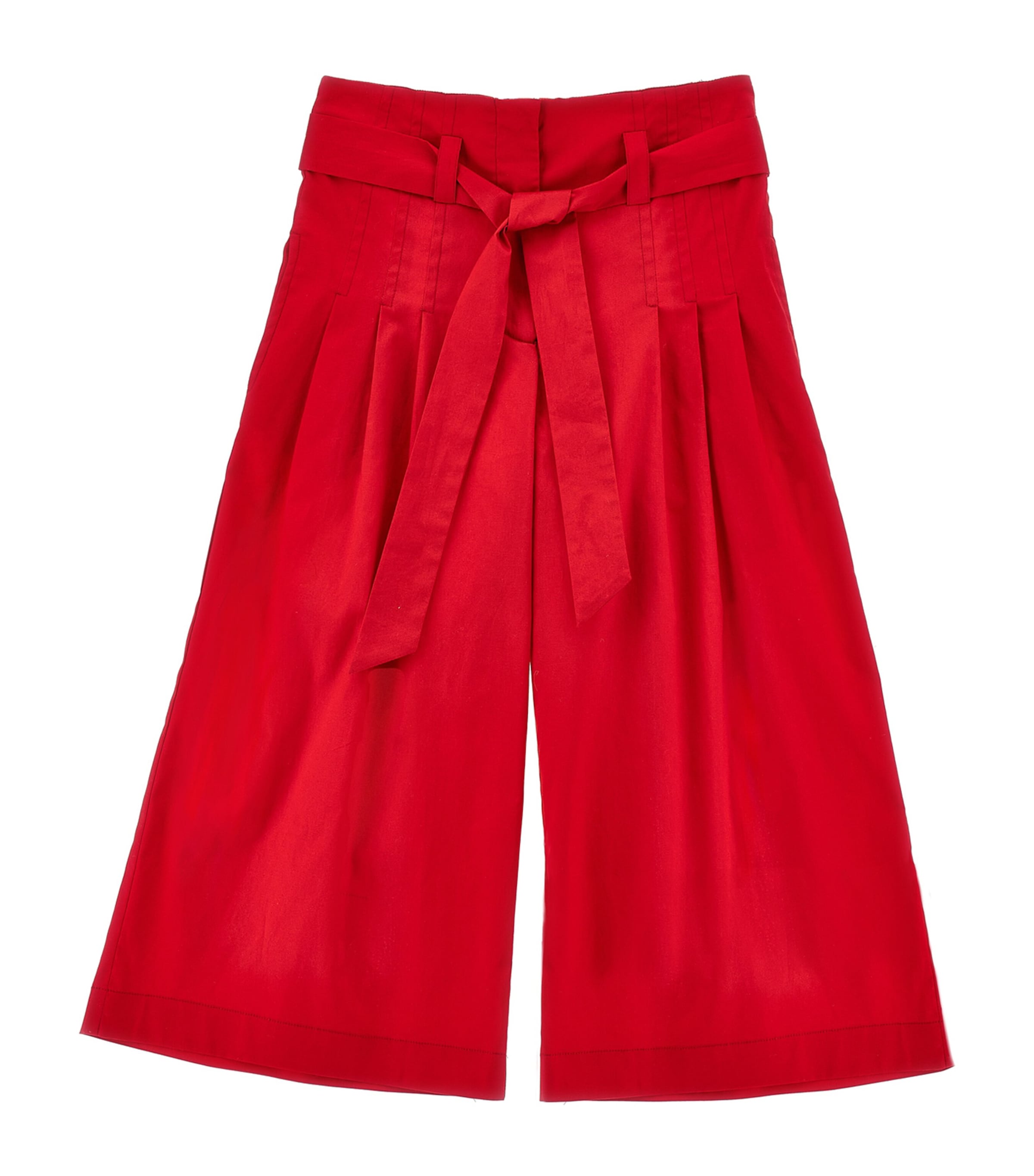 Monnalisa Solid Colour Cropped Trousers In Red