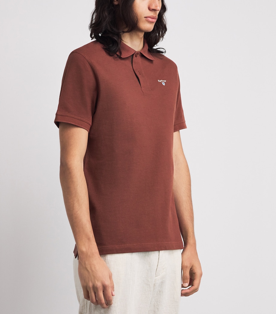 Barbour Mens Cotton Piqué Polo Shirt Burnt Pepper Image 4