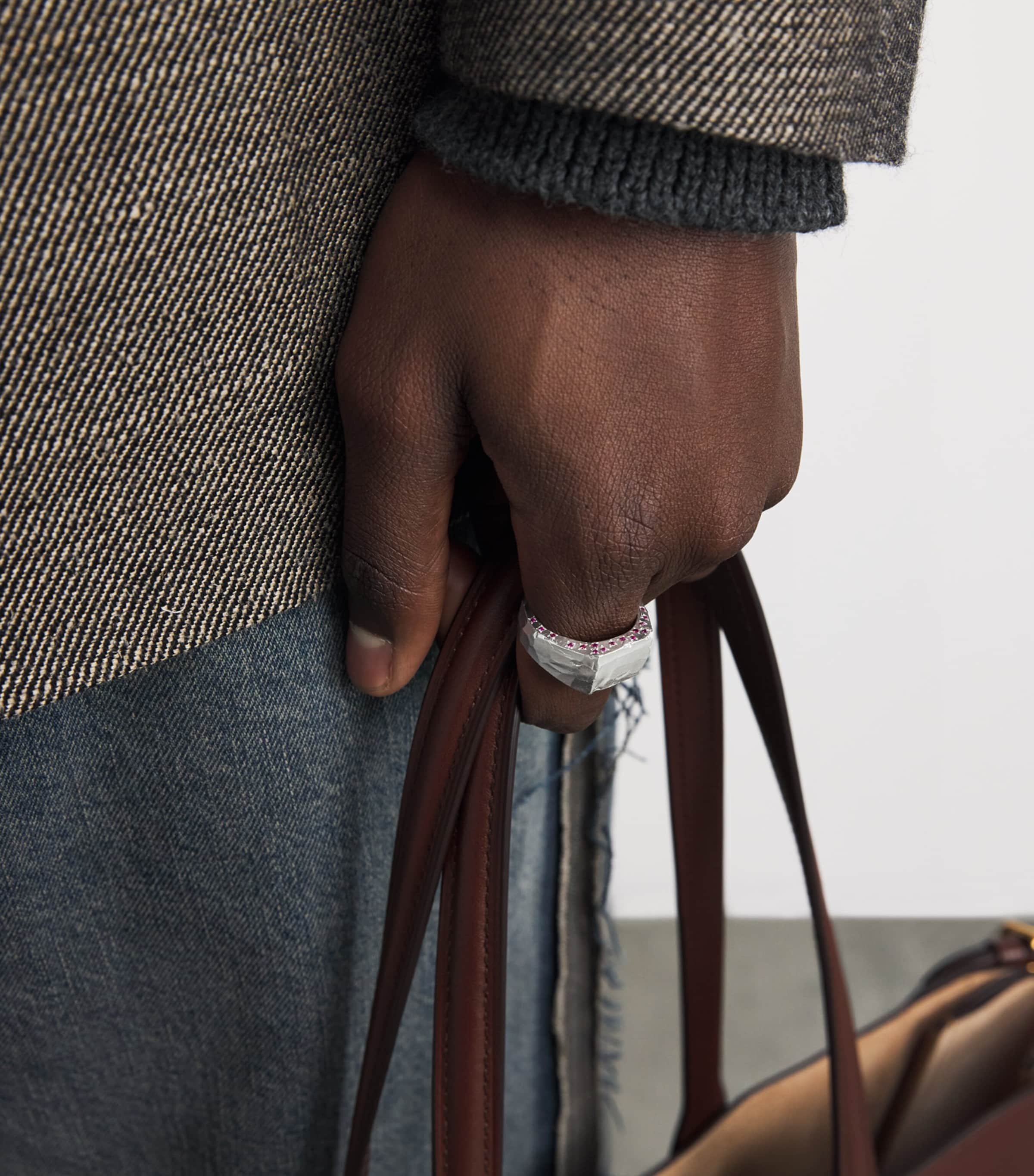 Sterling Silver and Ruby Square Signet Ring RED Image 2