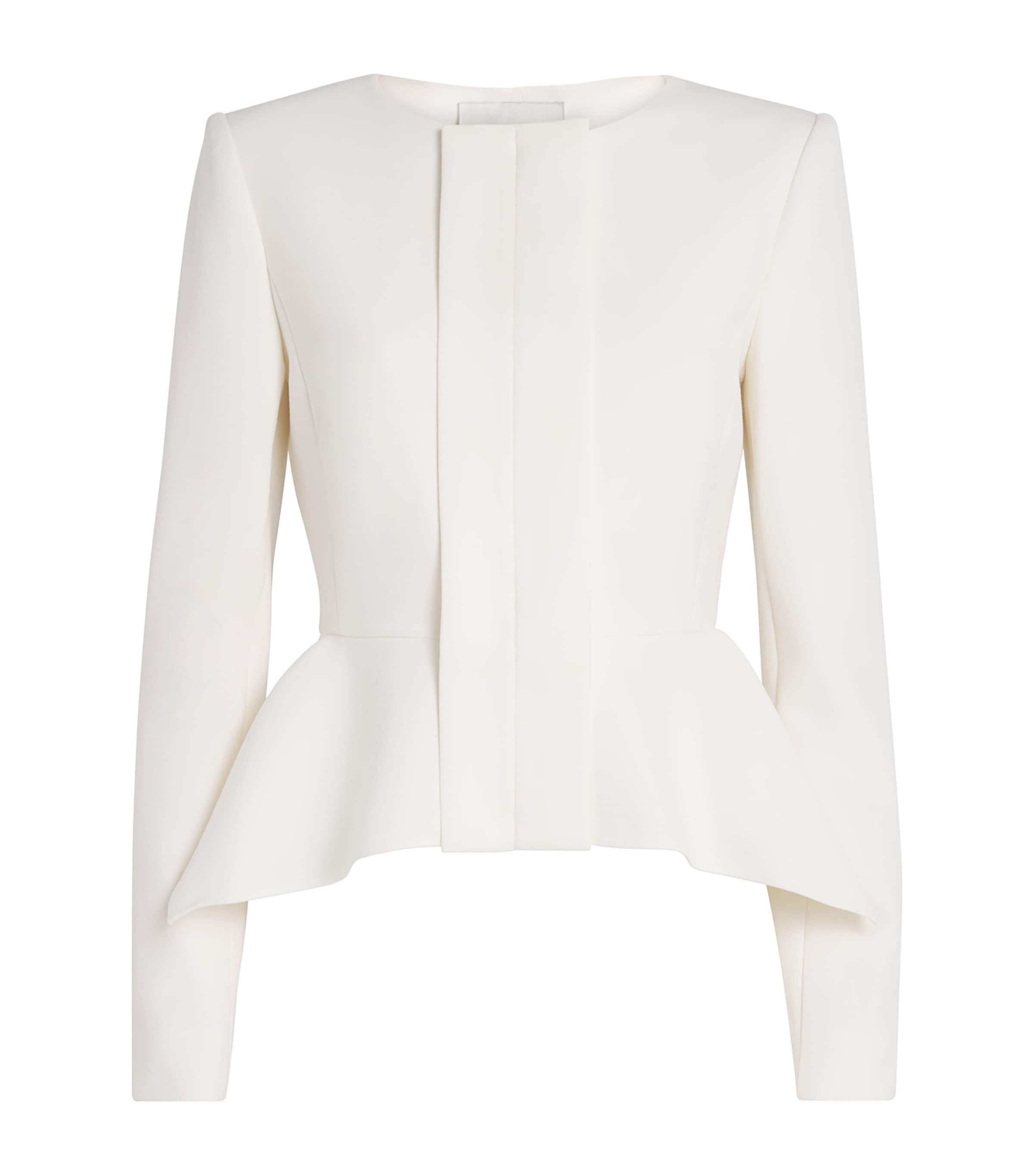 Roland Mouret Crepe Peplum Jacket In White