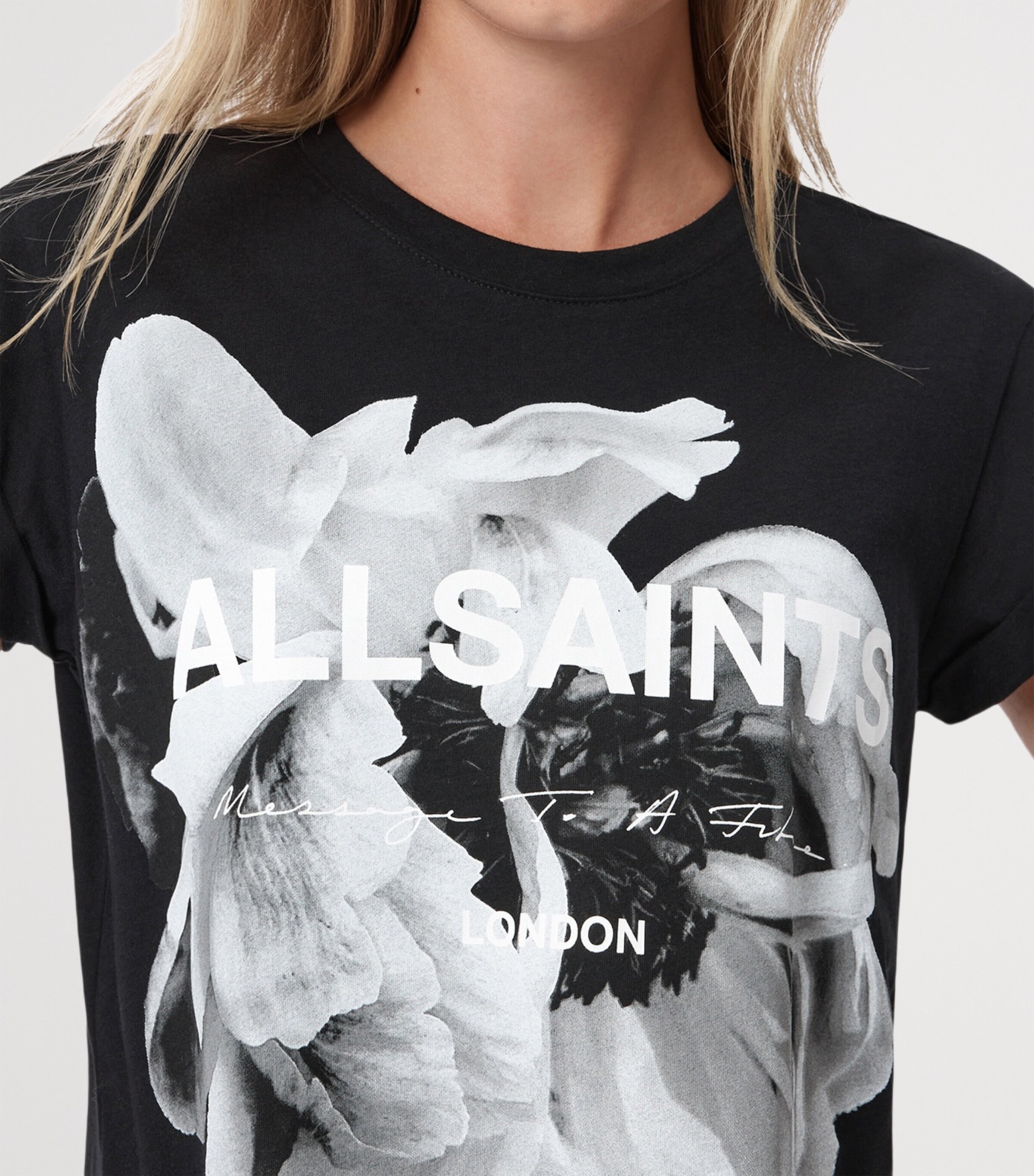 AllSaints Womens Organic Cotton Lena Anna T-Shirt Black Image 7