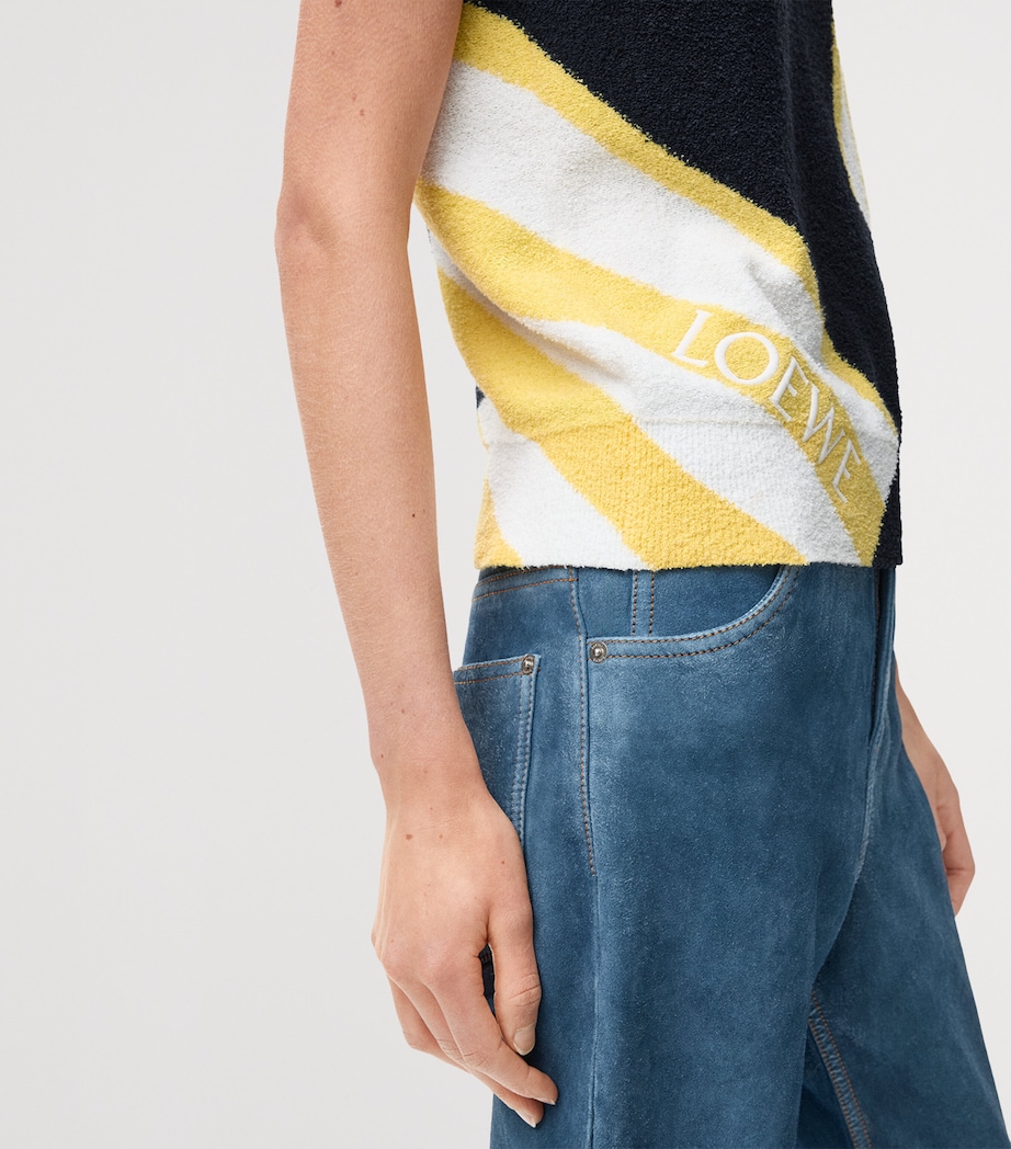 LOEWE Womens Geometric Short-Sleeve Sweater Blue/multicolor Image 5