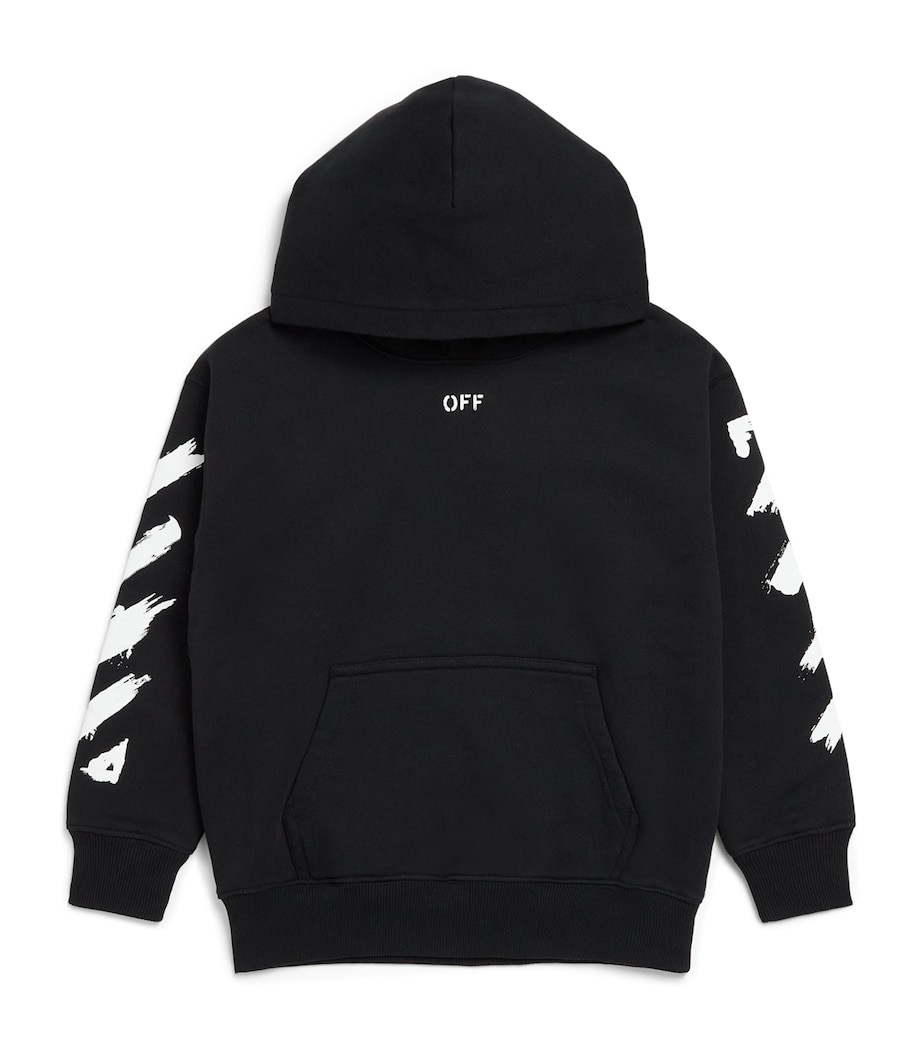 Off-White Kids Diagonal Print Hoodie (4-12+ Years) Black Image 1