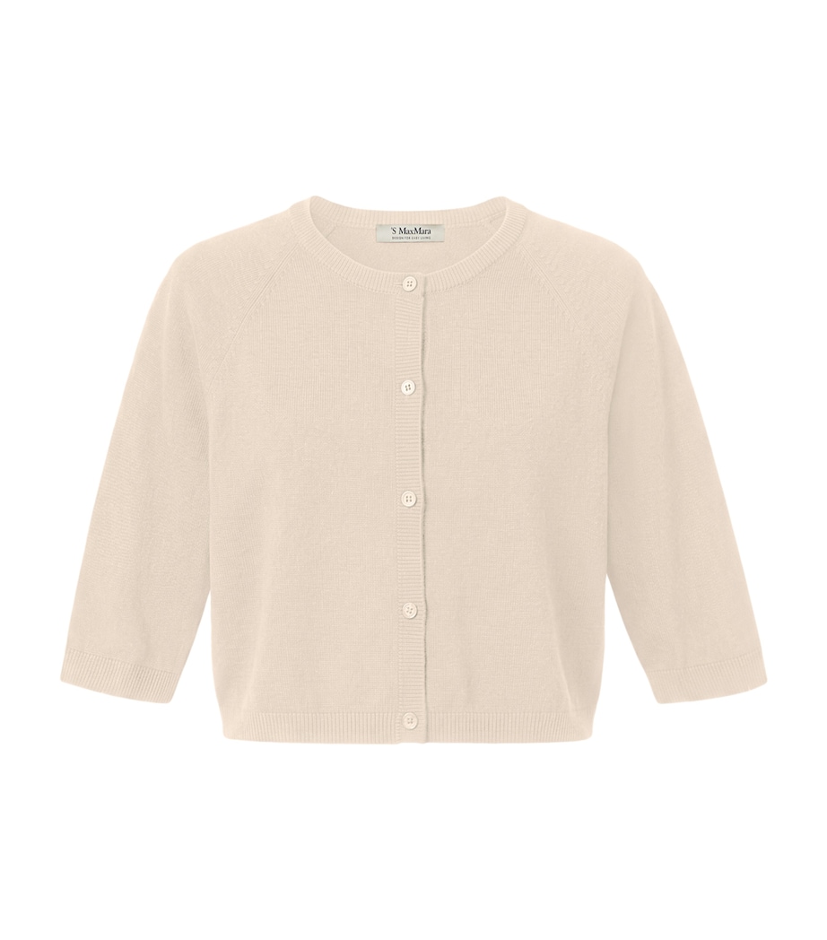 Max Mara Womens Cotton-Silk-Cashmere Cardigan Natural Image 1
